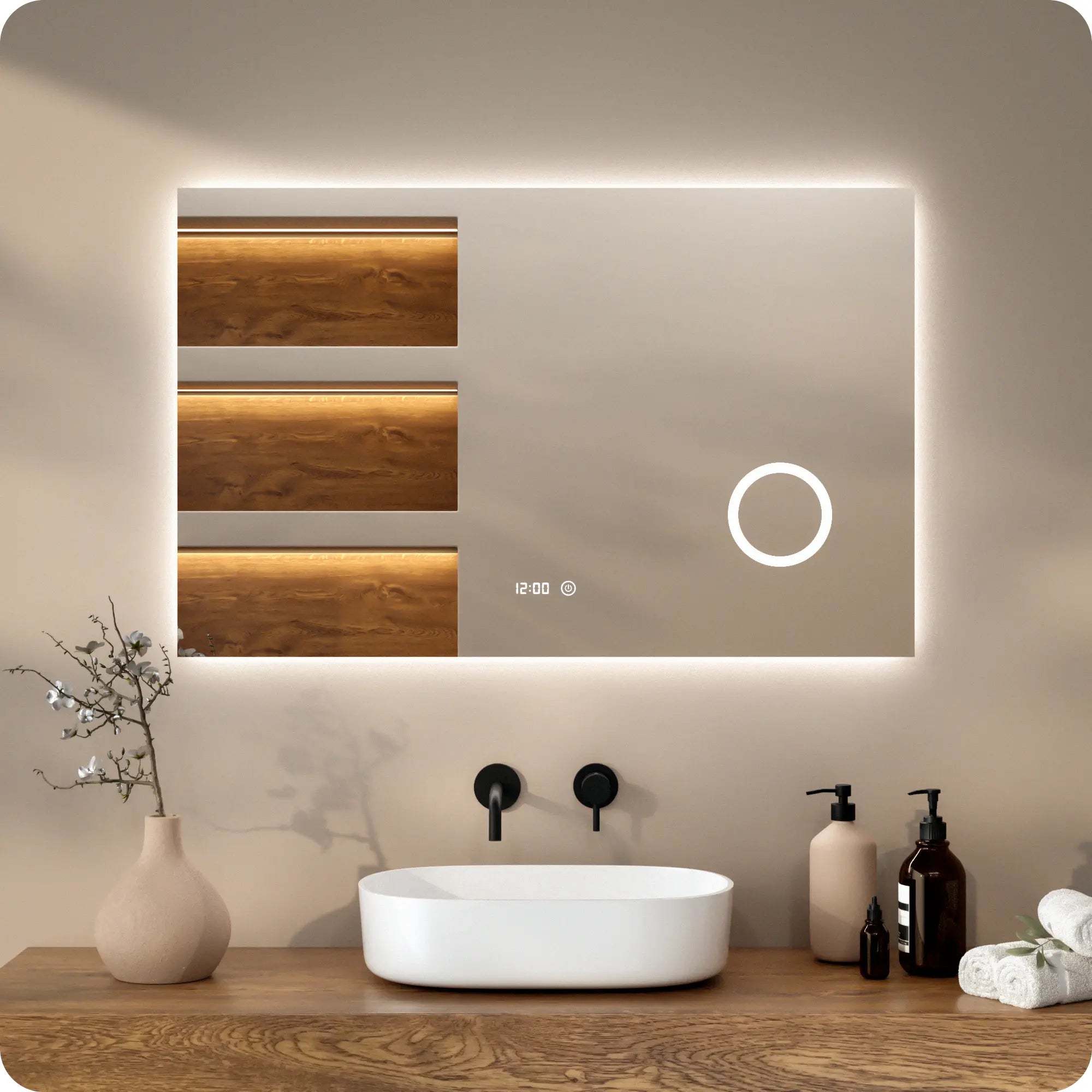 Badeværelsesspejl - Rektangel - 110x70cm - Rammeløs