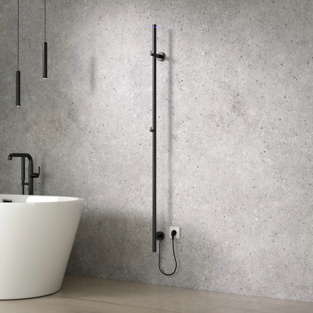 Elektrisk Håndklædetørrer - 70 Watt - 150 cm - Gunmetal