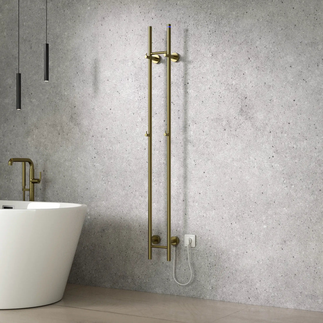 Elektrisk Håndklædetørrer Dobbelt - 70 Watt - 150x16.8 cm - Guld