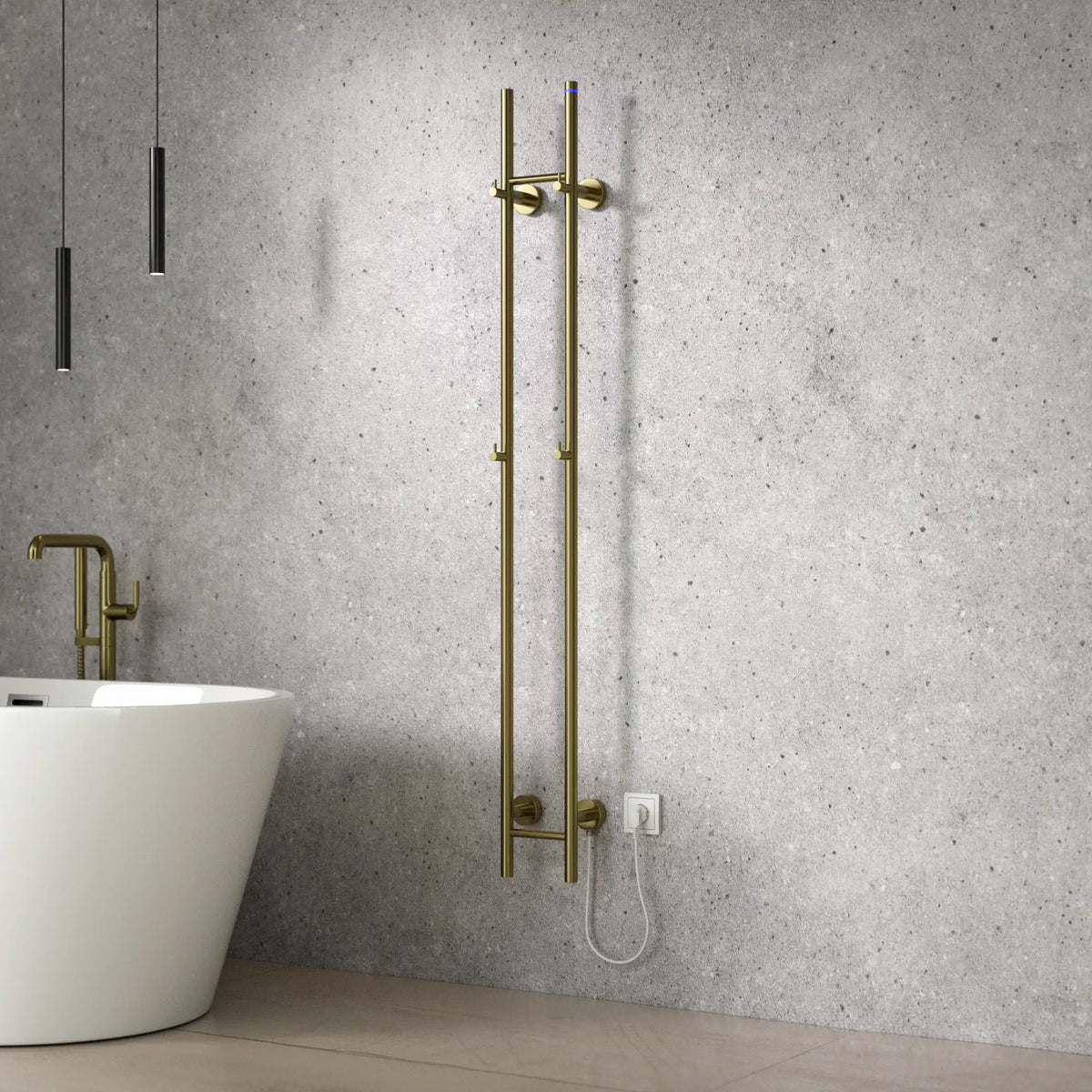 Elektrisk dobbelt stanghåndklæderadiator - 70 Watt - 150x16.8 cm - Guld
