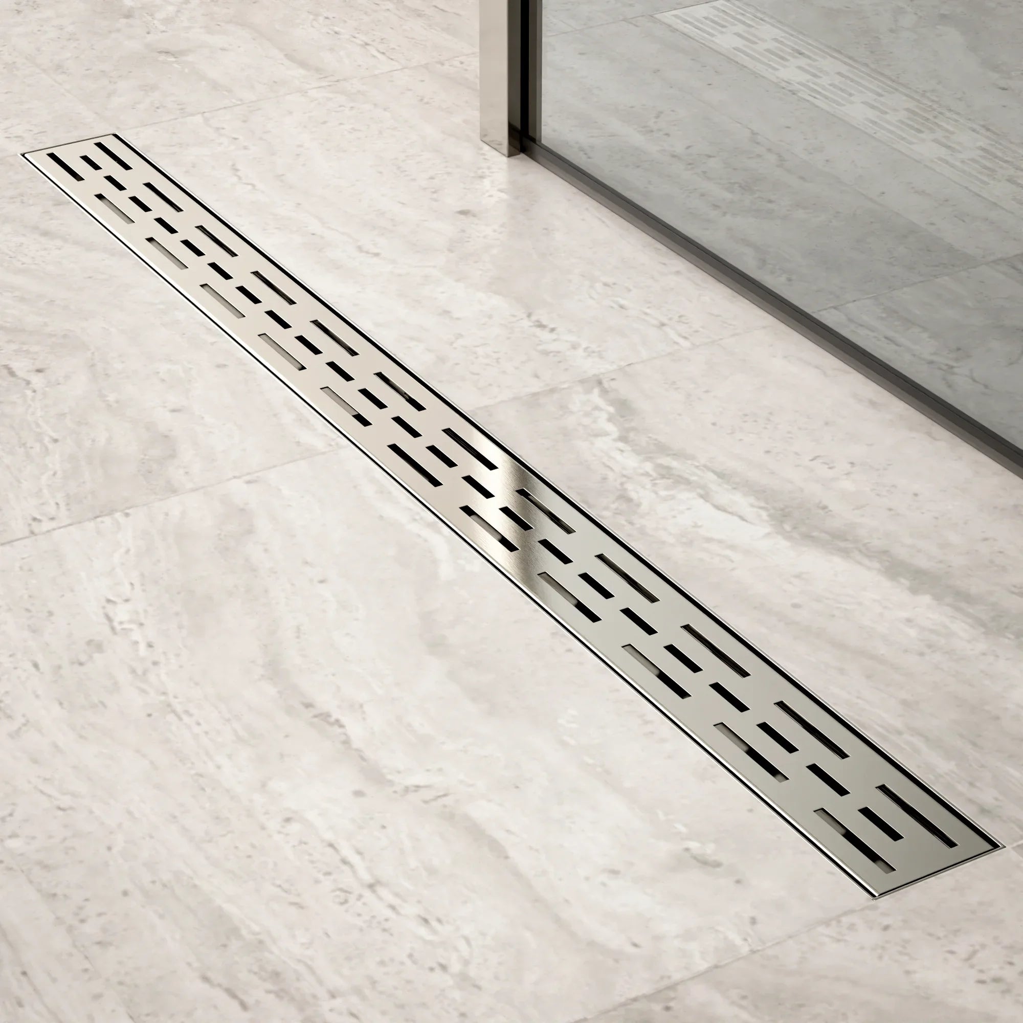 Bruseafløb – 90 cm – Standardrist – Rustfrit stål – Med flange
