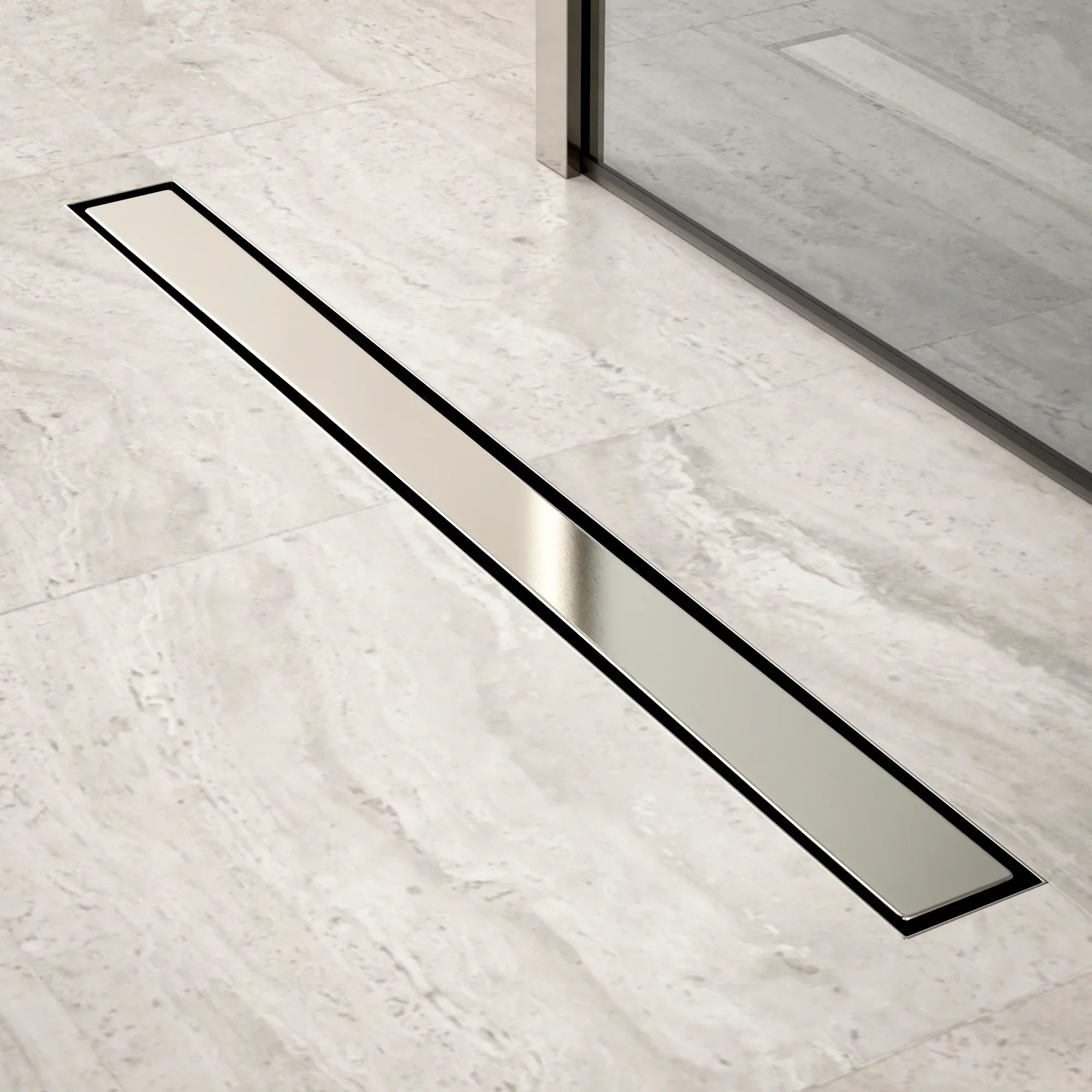 Bruseafløb – 80 cm – Fliserist – Rustfrit stål – Med flange