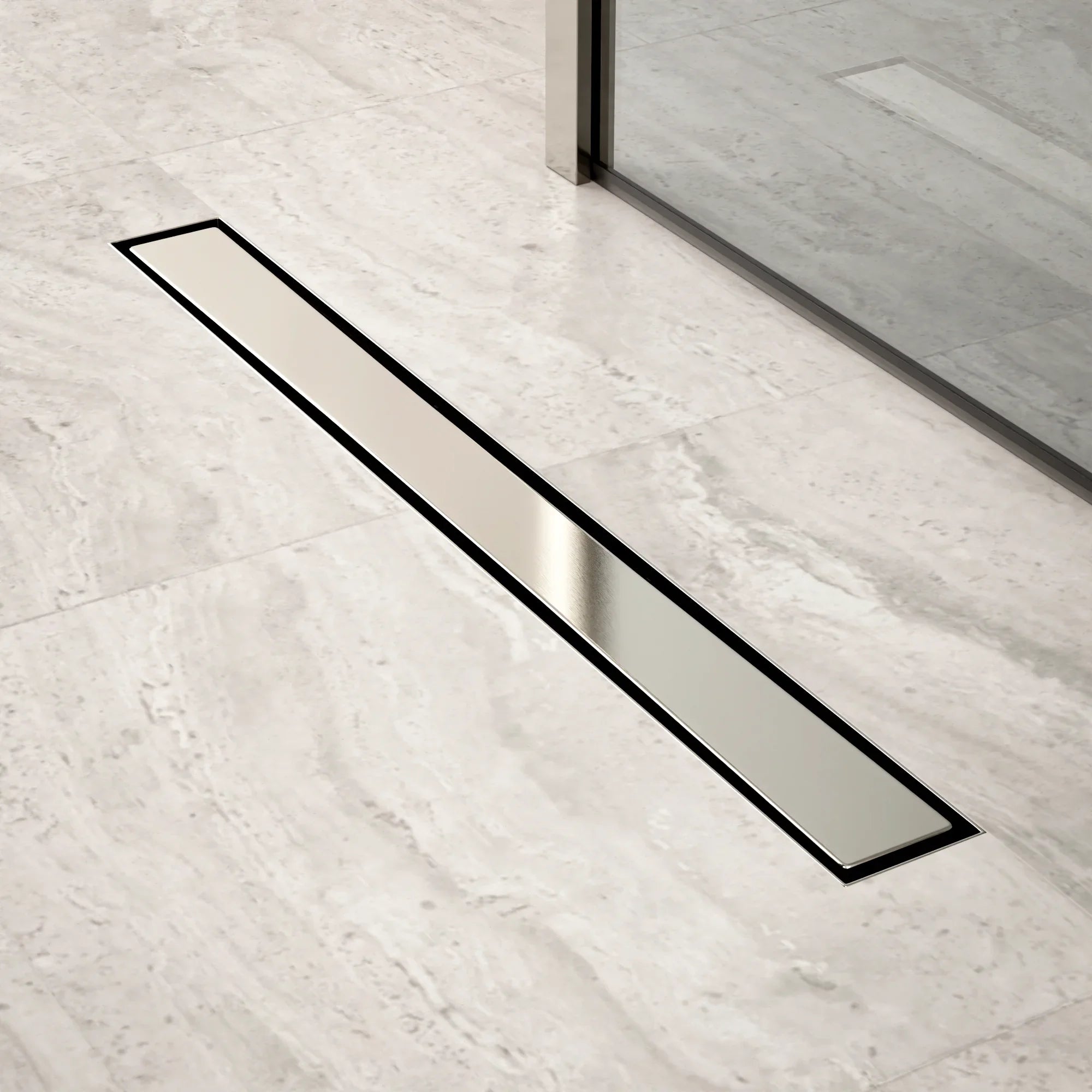 Bruseafløb – 70 cm – Fliserist – Rustfrit stål – Med flange