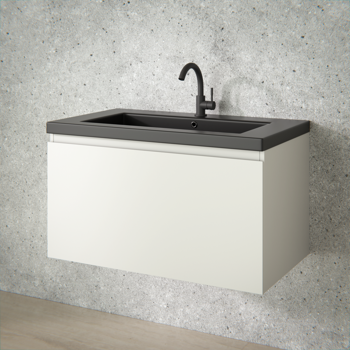 badeværelsesmøbel Niko - 80cm - Taupe - håndvask Sort