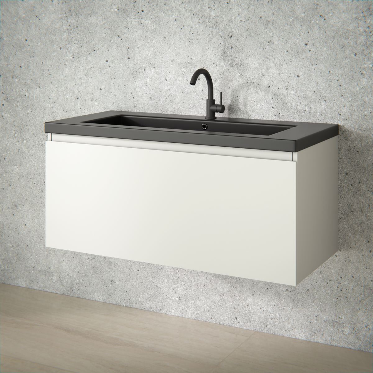 badeværelsesmøbel Indy - 100 cm - Taupe - håndvask Sort