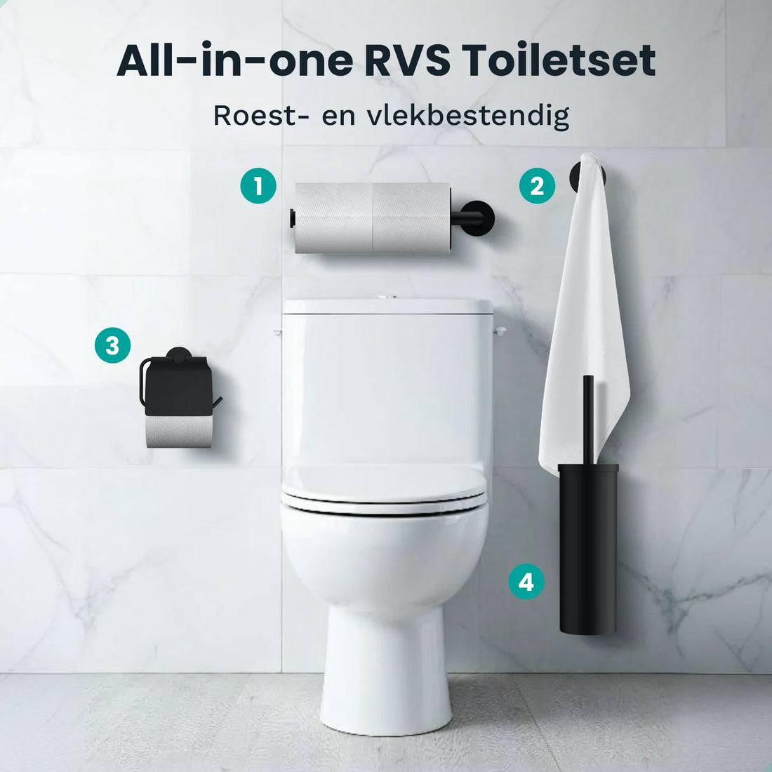 Badkameraccessoireset - WC - Zwart