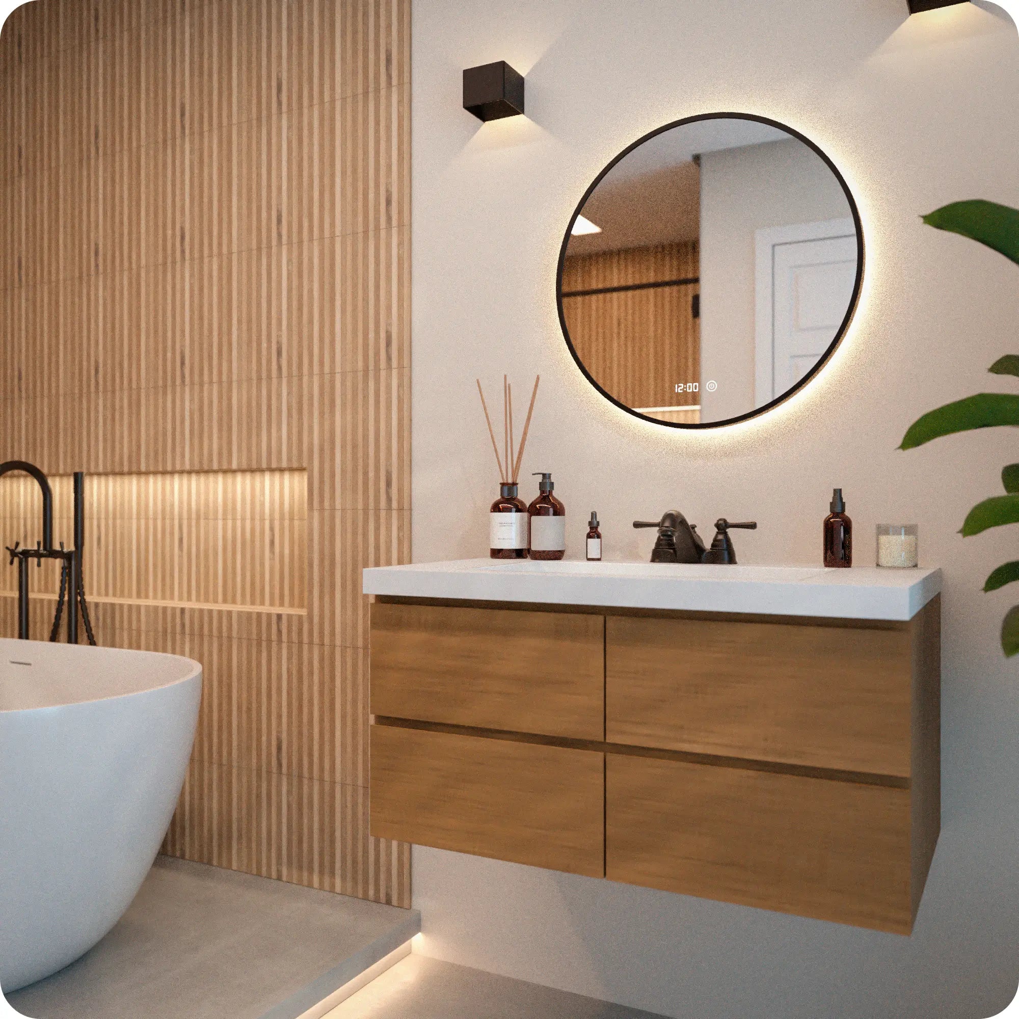 Badeværelsesspejl – 120 cm – Sort Ramme