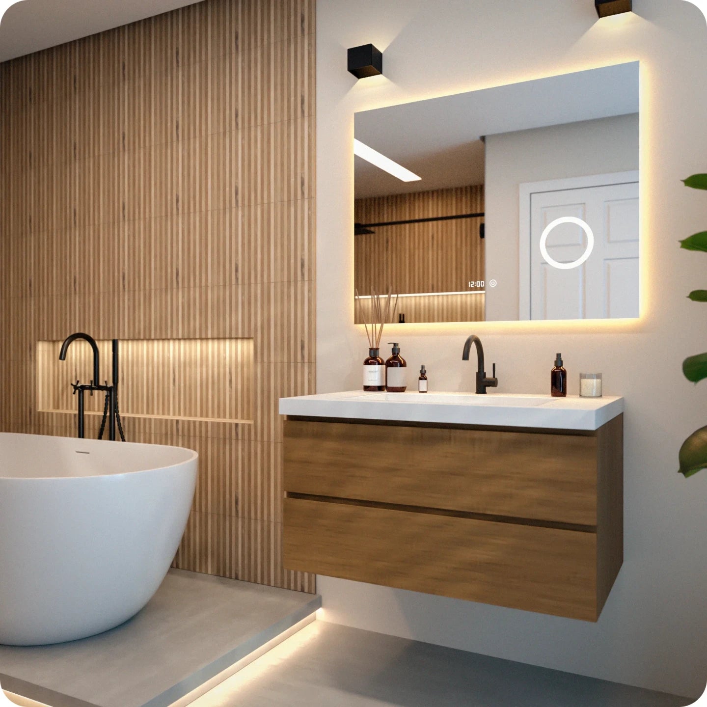 Badeværelsesspejl - Rektangel - 100x80cm - Rammeløs