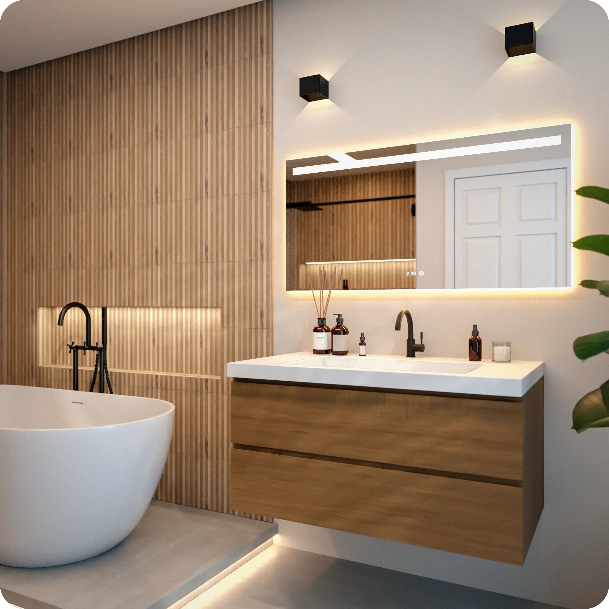 Badeværelsesspejl - Rektangel - 120x60cm - Rammeløs