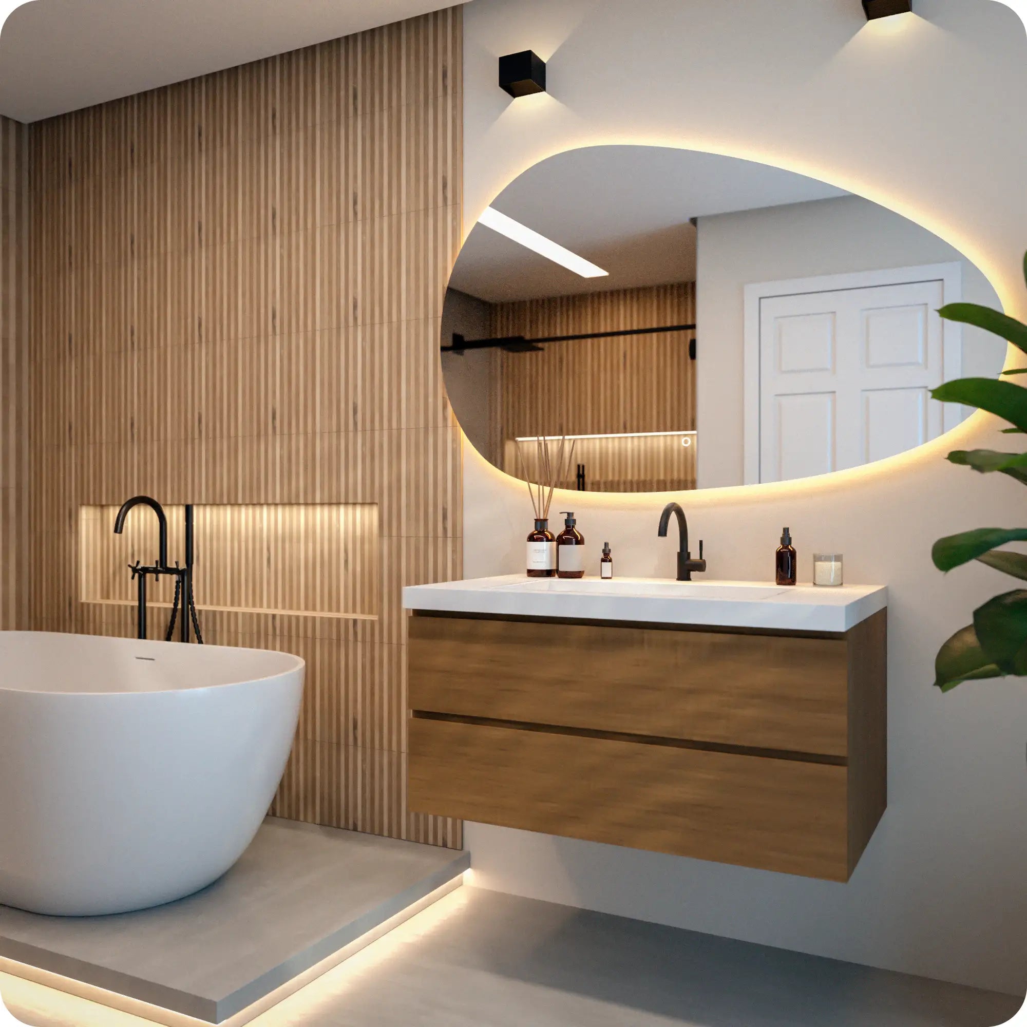 Badeværelsesspejl - 150 x 93 cm Asymmetrisk - Rammeløs