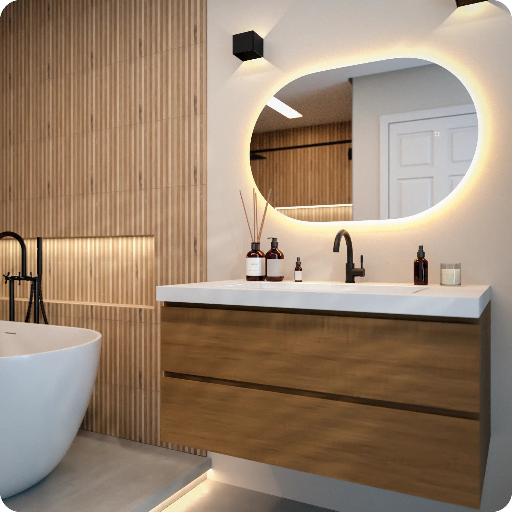 Badeværelsesspejl – 90x60cm Oval – Rammeløst