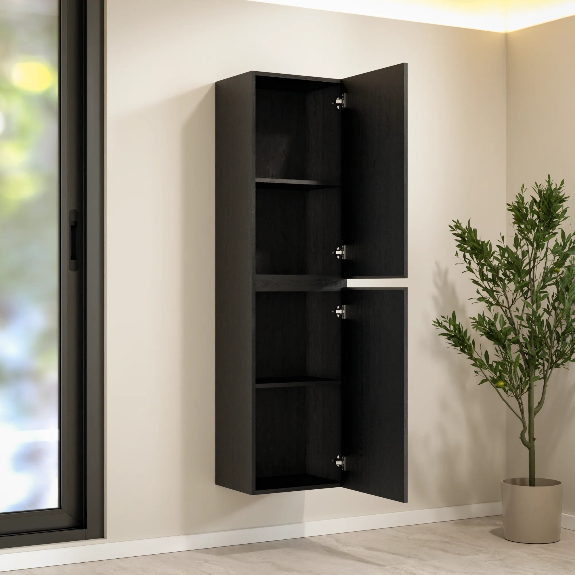 Højskab Ruvo - 150 cm - Sort eg