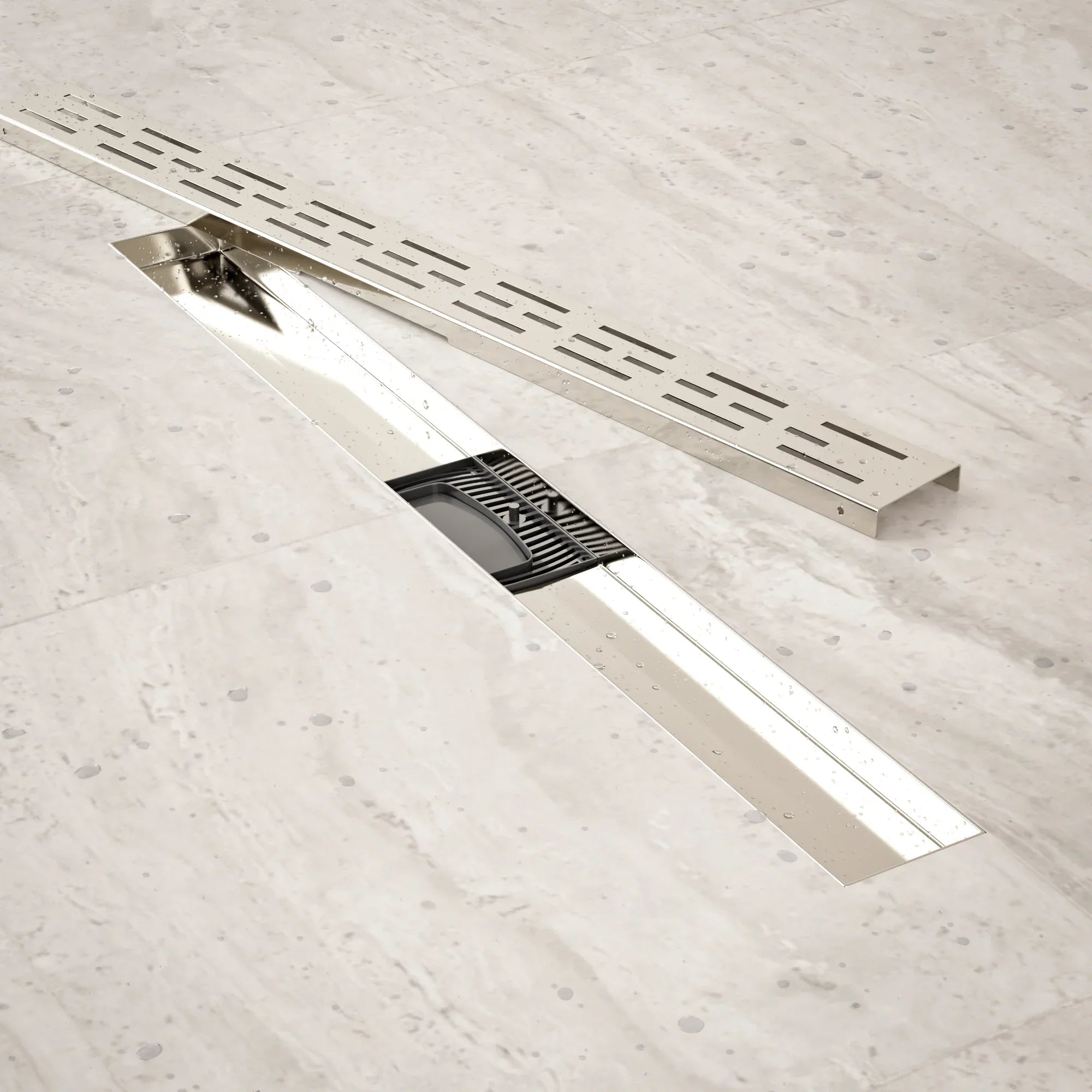 Bruseafløb – 70 cm – Standardrist – Rustfrit stål – Med flange