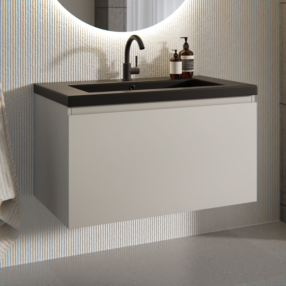 badeværelsesmøbel Niko - 80cm - Taupe - håndvask Sort