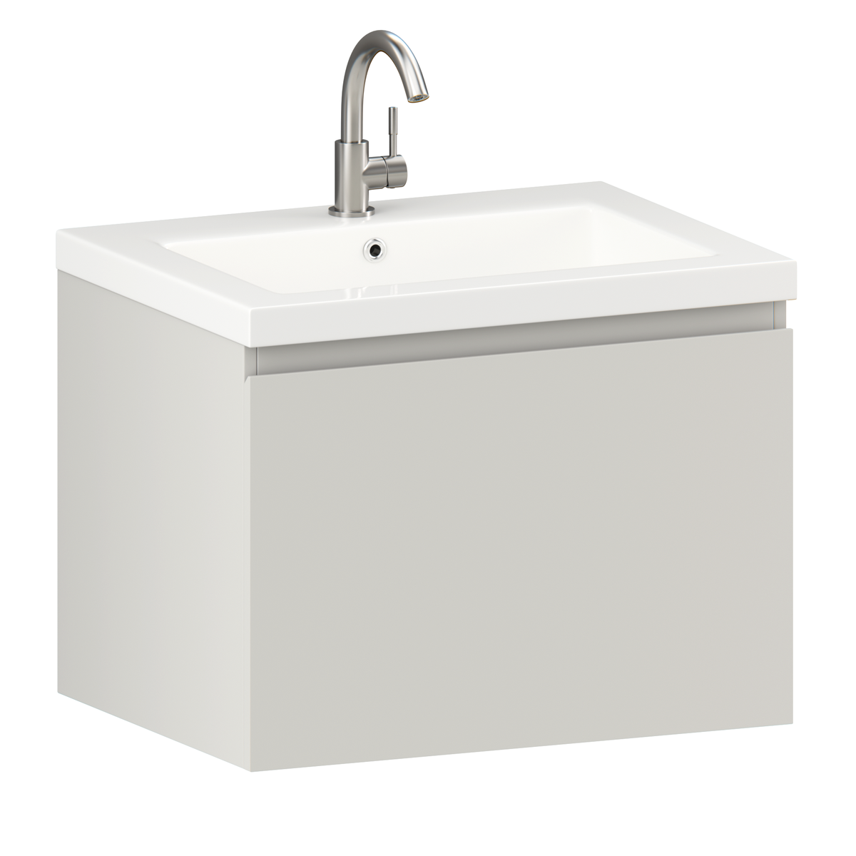 Badeværelsesmøbel Vino - 60 cm - Taupe - Håndvask Hvid