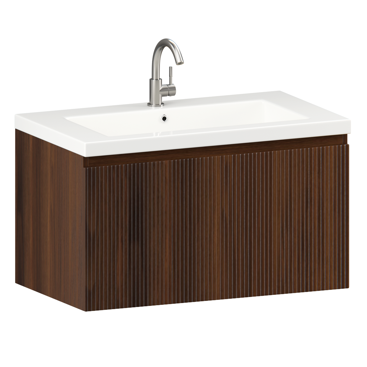 badeværelsesmøbel Niko - 80 cm - valnød - håndvask hvid