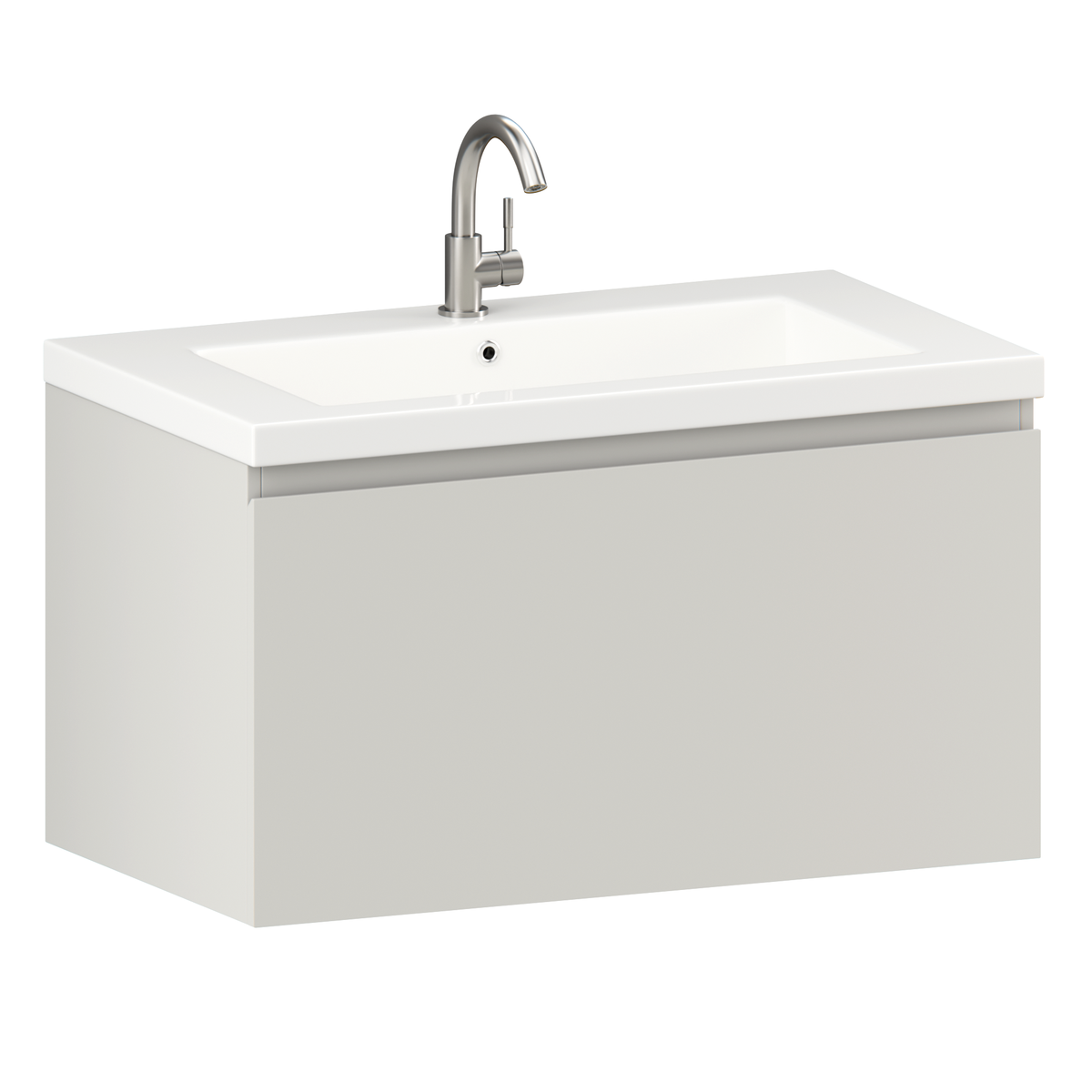 badeværelsesmøbel Niko - 80 cm - Taupe - håndvask hvid