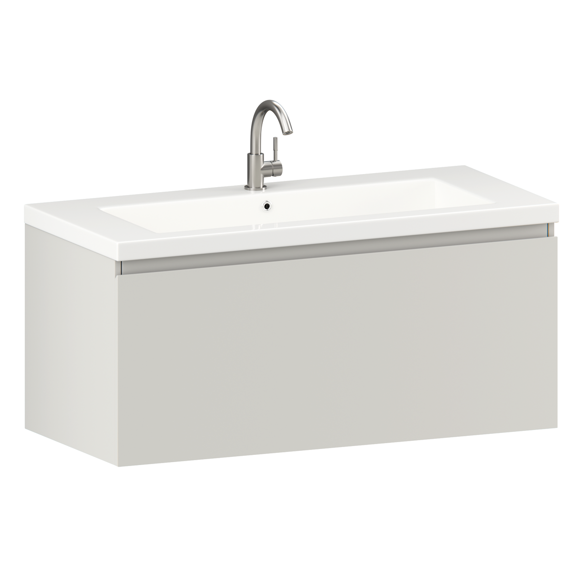 badeværelsesmøbel Indy - 100 cm - Taupe - Hvid håndvask