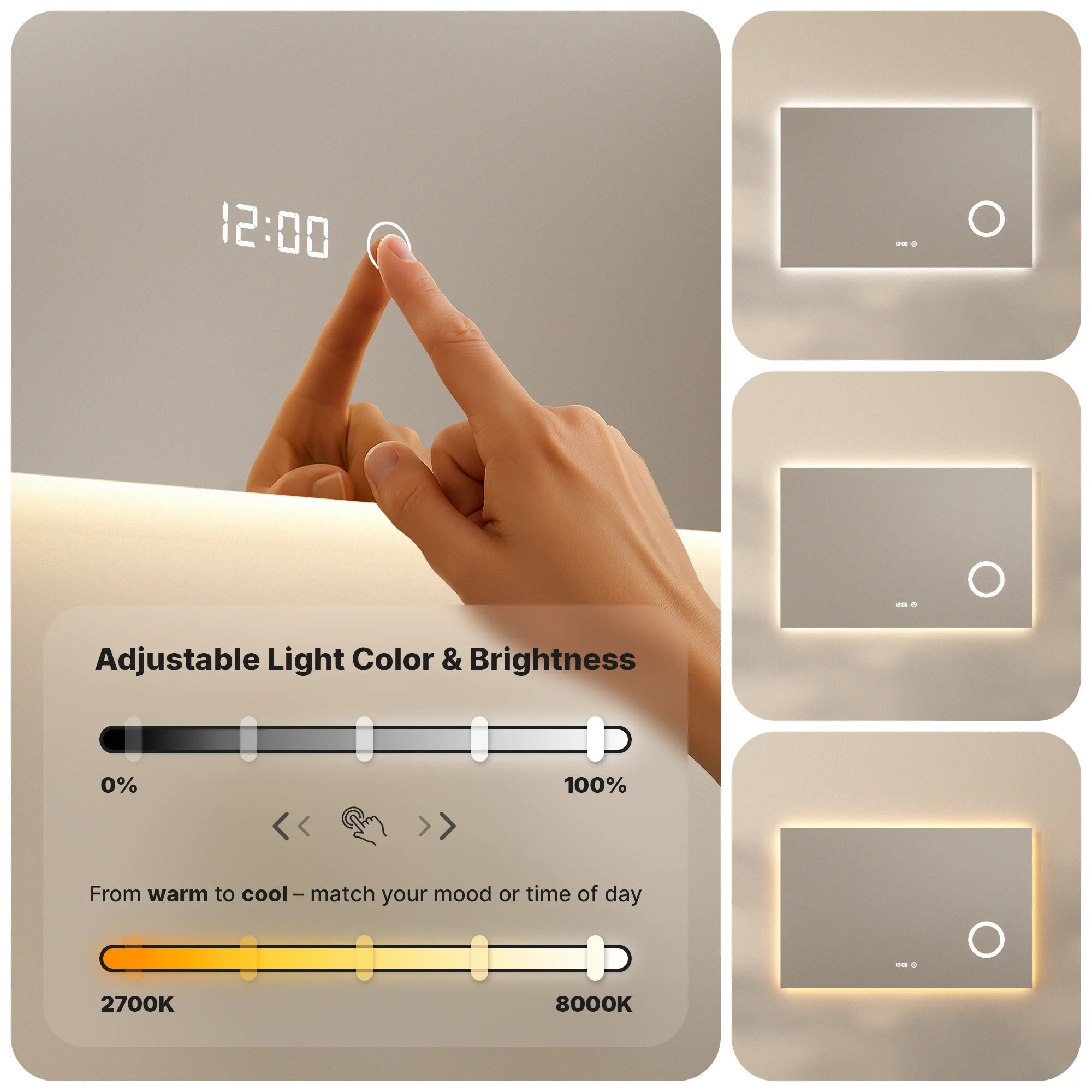 Badeværelsesspejl - Rektangel - 120x60cm - Rammeløs