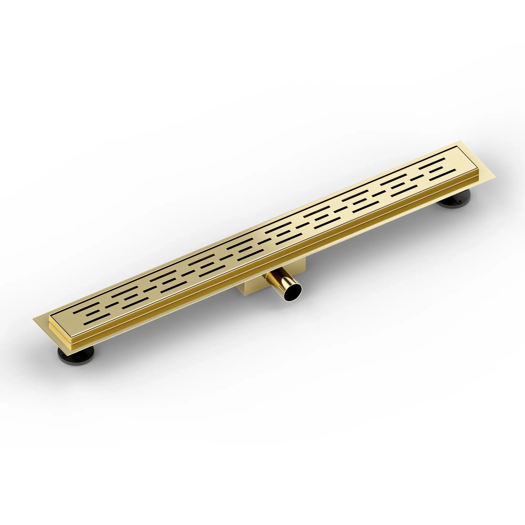Bruseafløb – 80 cm – Guld – Standardrist – Rustfrit stål – Med flange