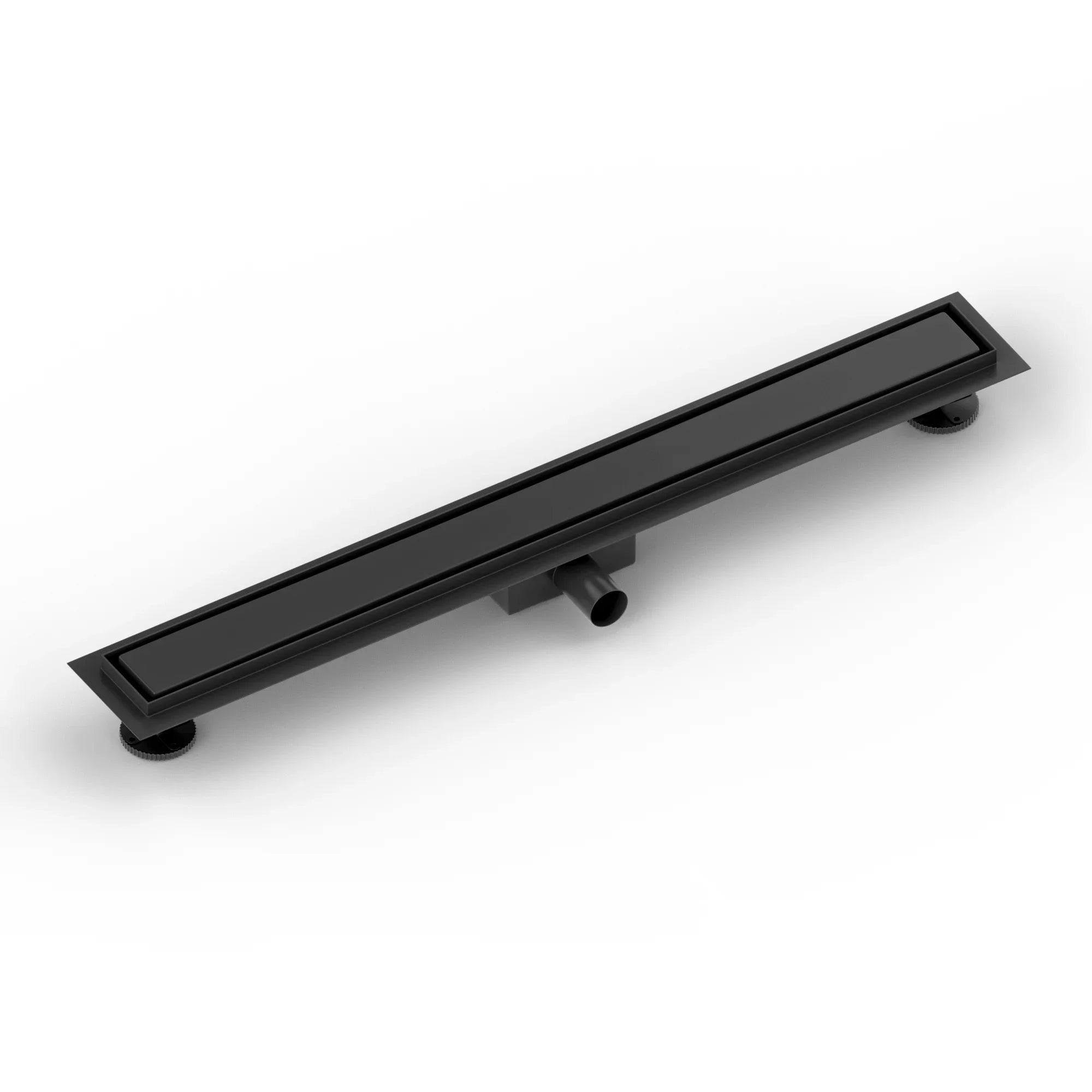 Bruseafløb – 80 cm – Mat sort – Fliserist – Rustfrit stål – Med flange