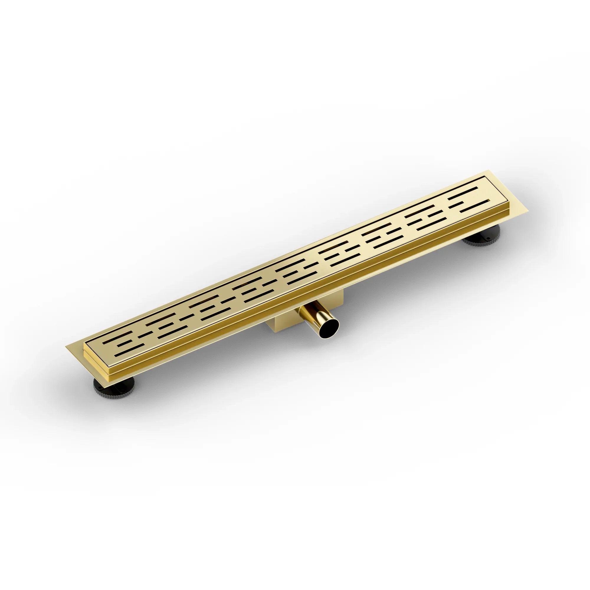 Bruseafløb – 70 cm – Guld – Standardrist – Rustfrit stål – Med flange