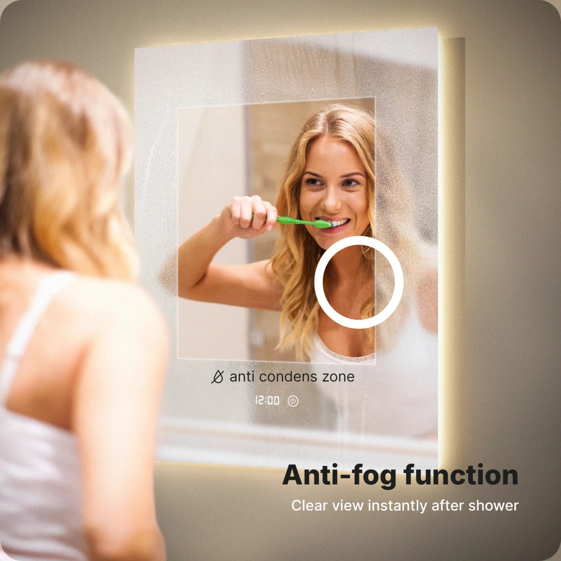 Badeværelsesspejl - Rektangel - 100x80cm - Rammeløs