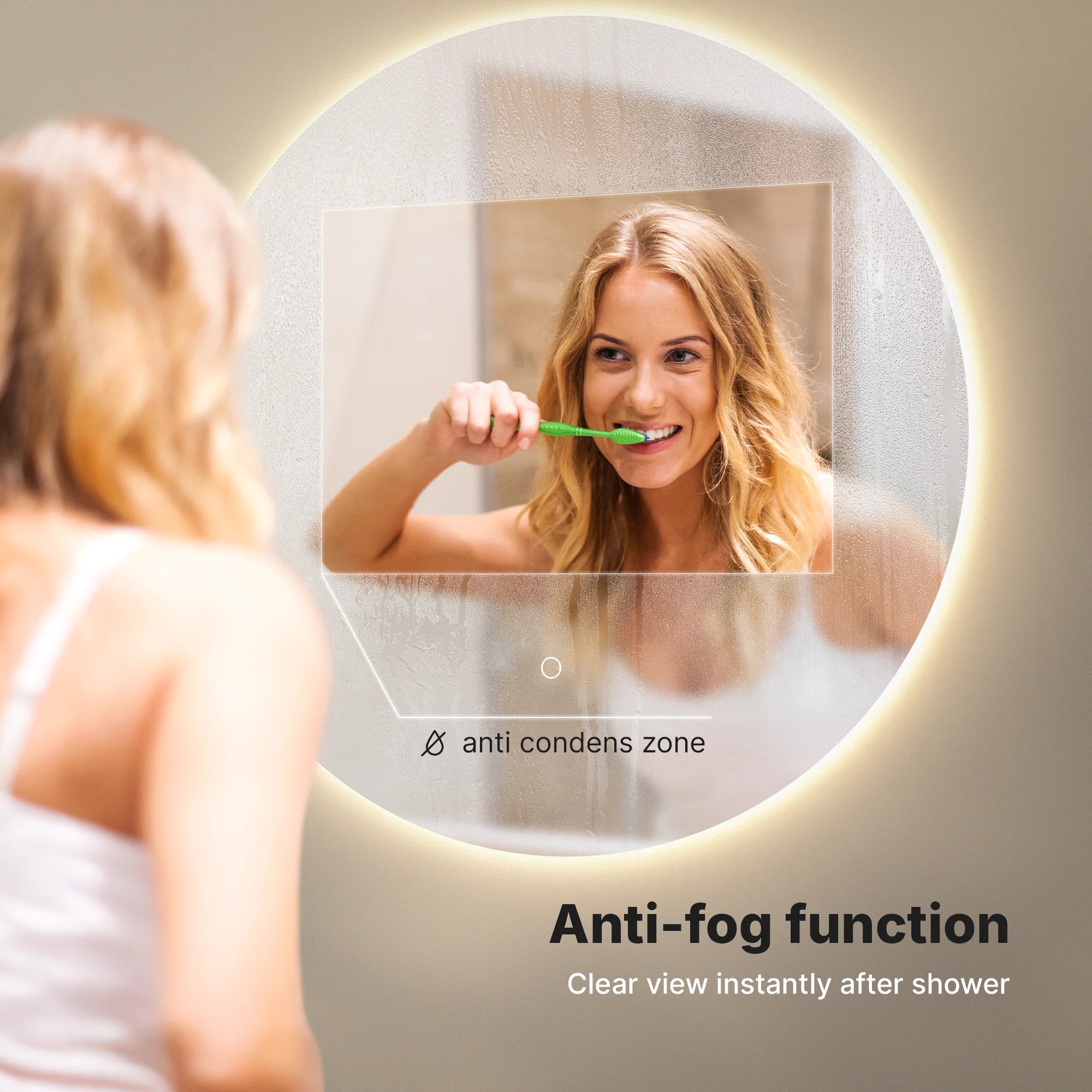 Badeværelsesspejl - 60 cm - Rundt - Rammeløs