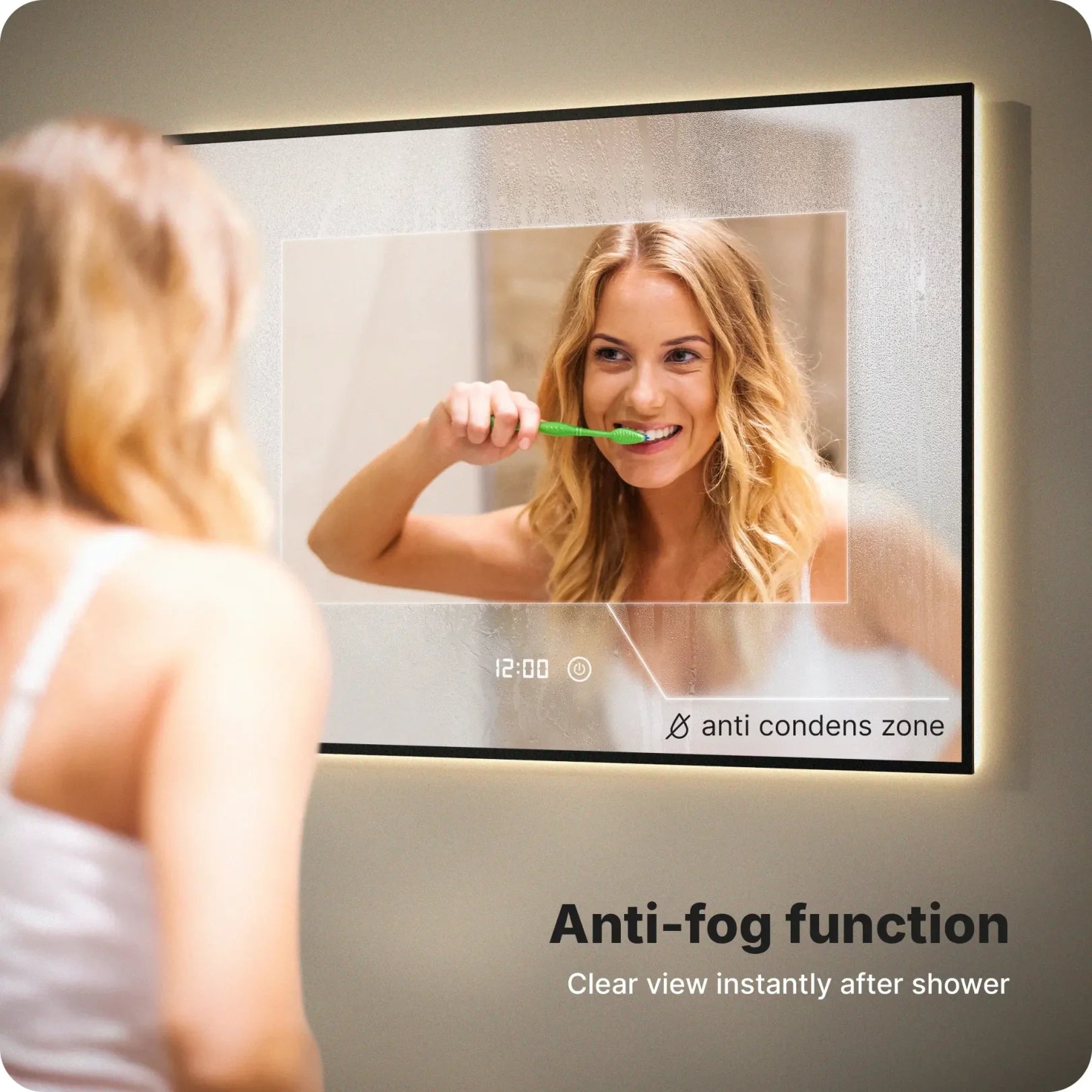 Badeværelsesspejl - Rektangel - 80x60cm - Sort Ramme