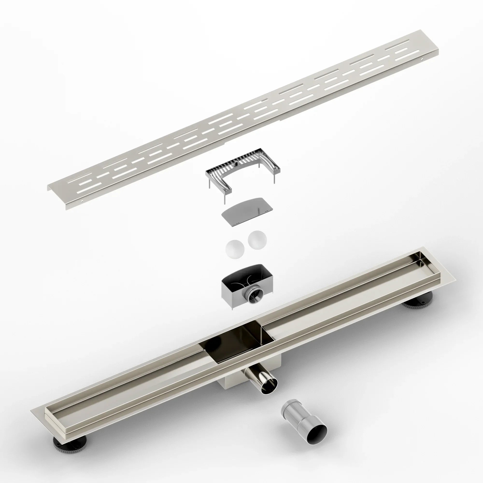 Bruseafløb – 80 cm – Standardrist – Rustfrit stål – Med flange