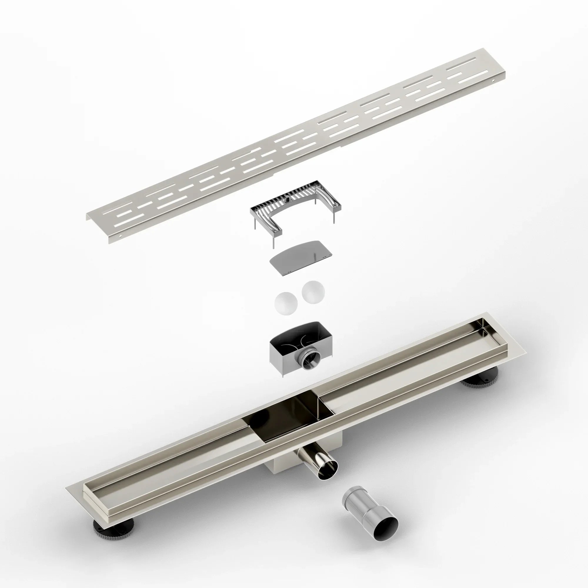 Bruseafløb – 70 cm – Standardrist – Rustfrit stål – Med flange