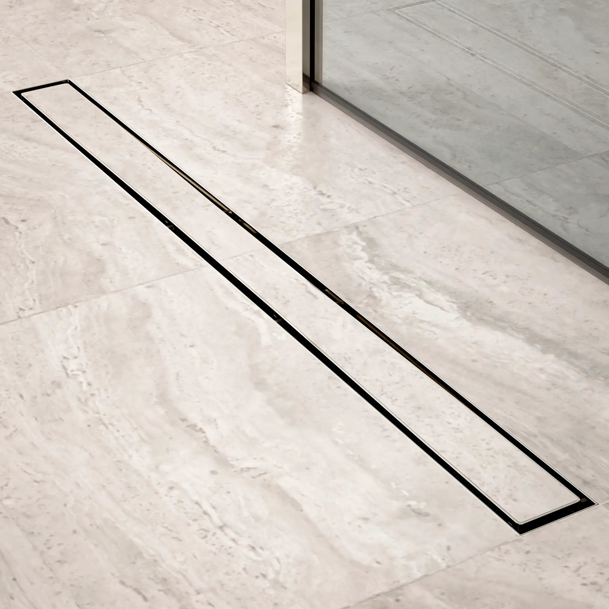 Bruseafløb – 90 cm – Fliserist – Rustfrit stål – Med flange