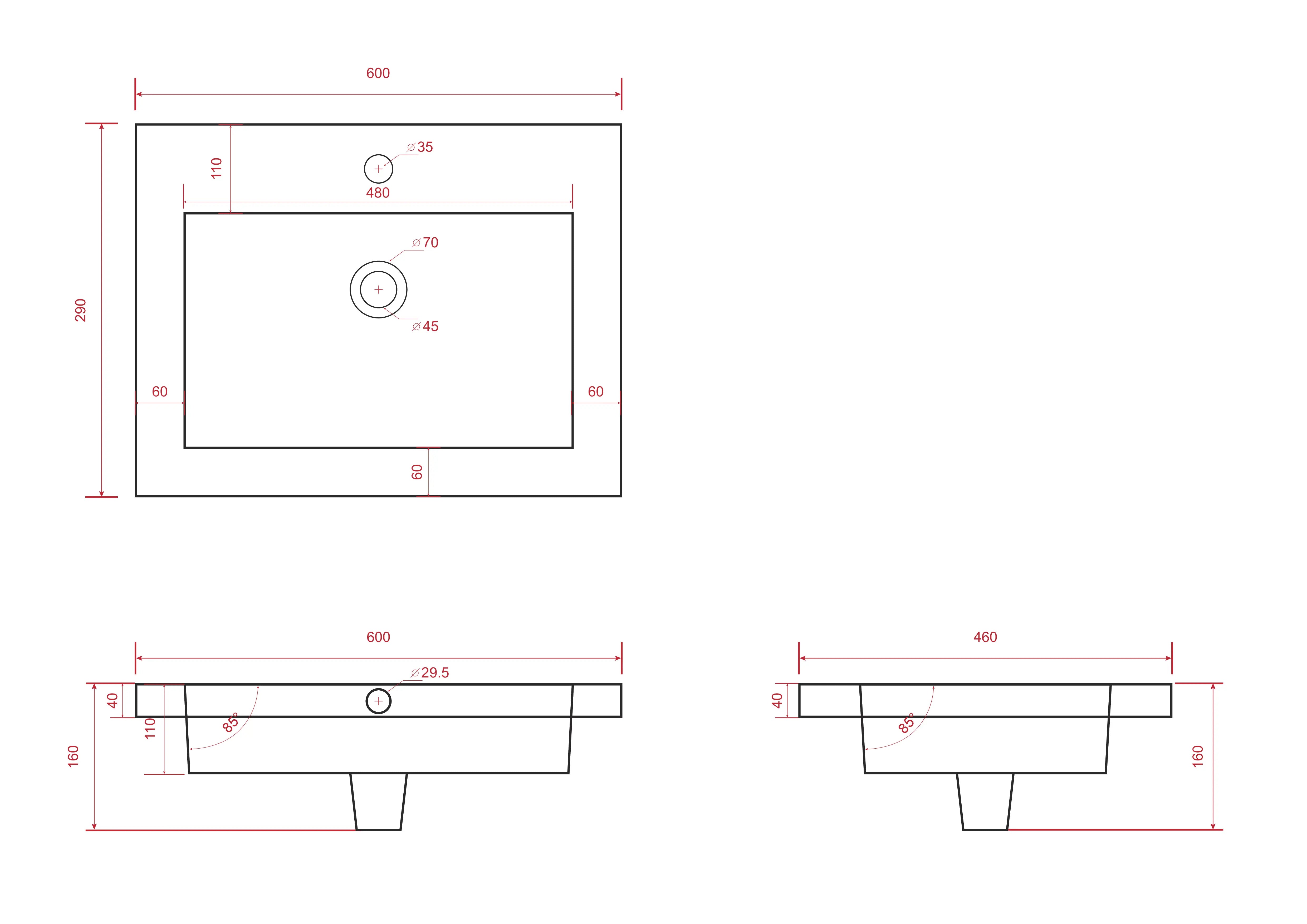 Badeværelsesmøbel Karo - 60cm - Mat sort - Vask sort - Forudbestil