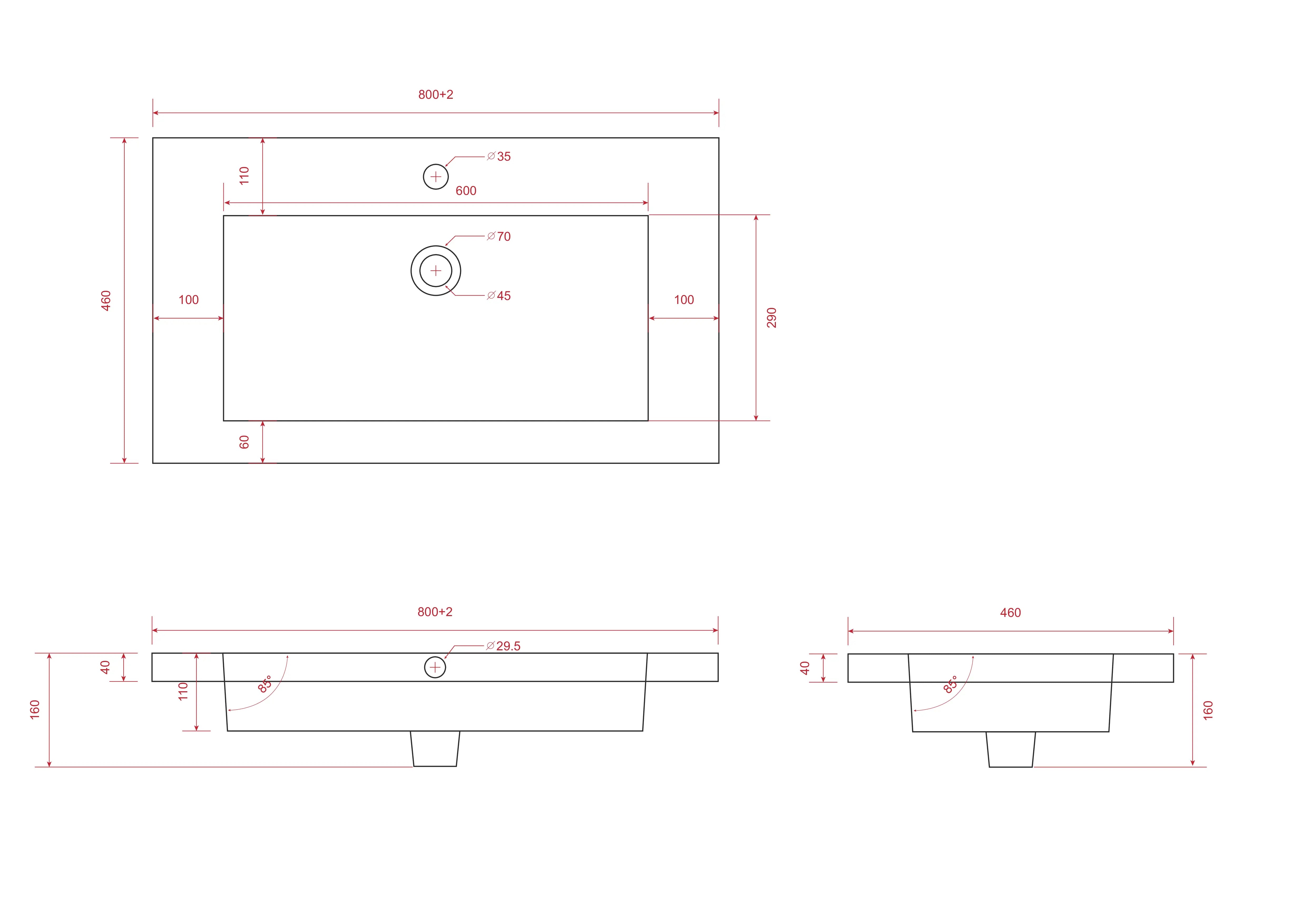Badeværelsesmøbel Sova - 80cm - Hvid - Vask hvid