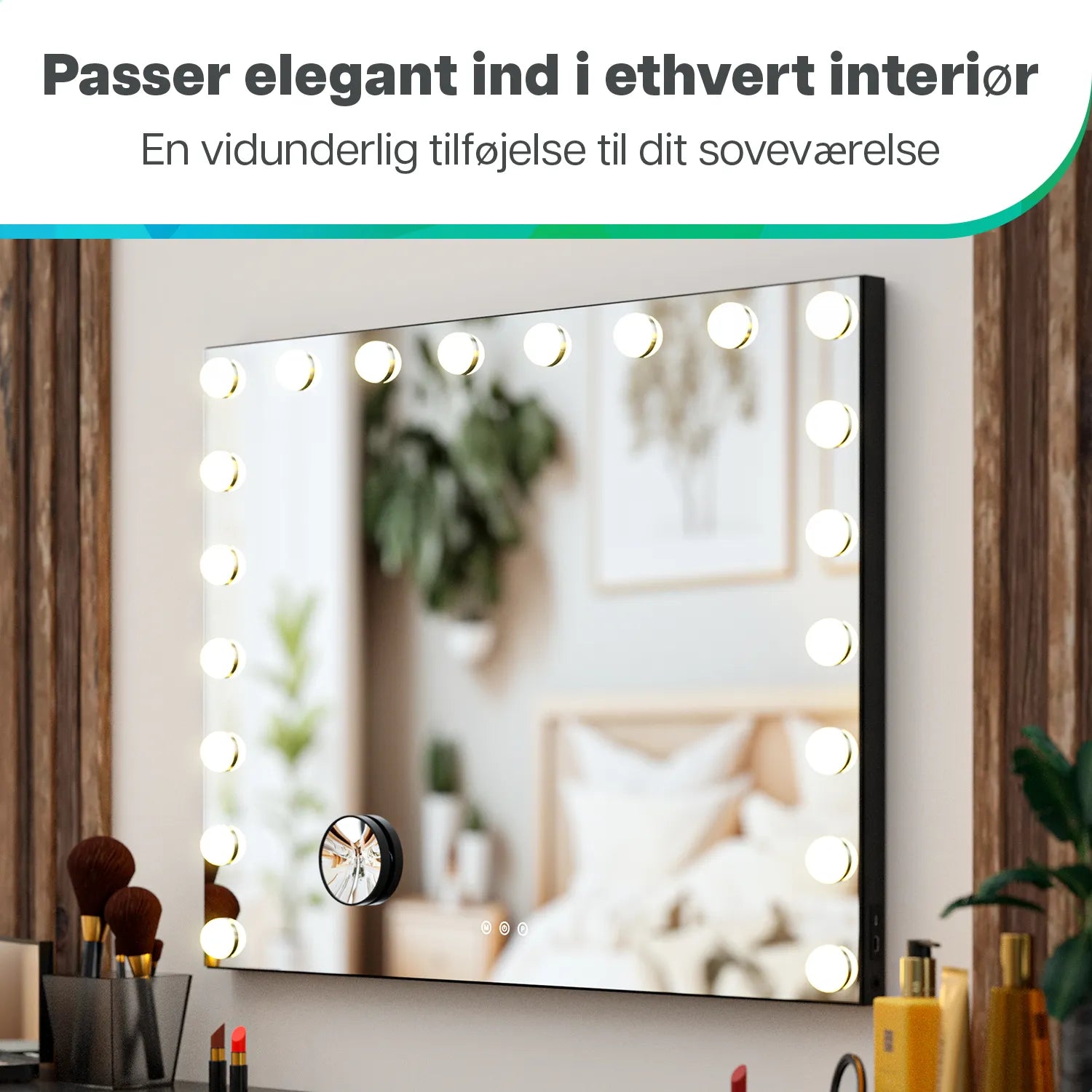 Hollywood Spejl - Bluetooth højtalere - 80x60cm - Sort