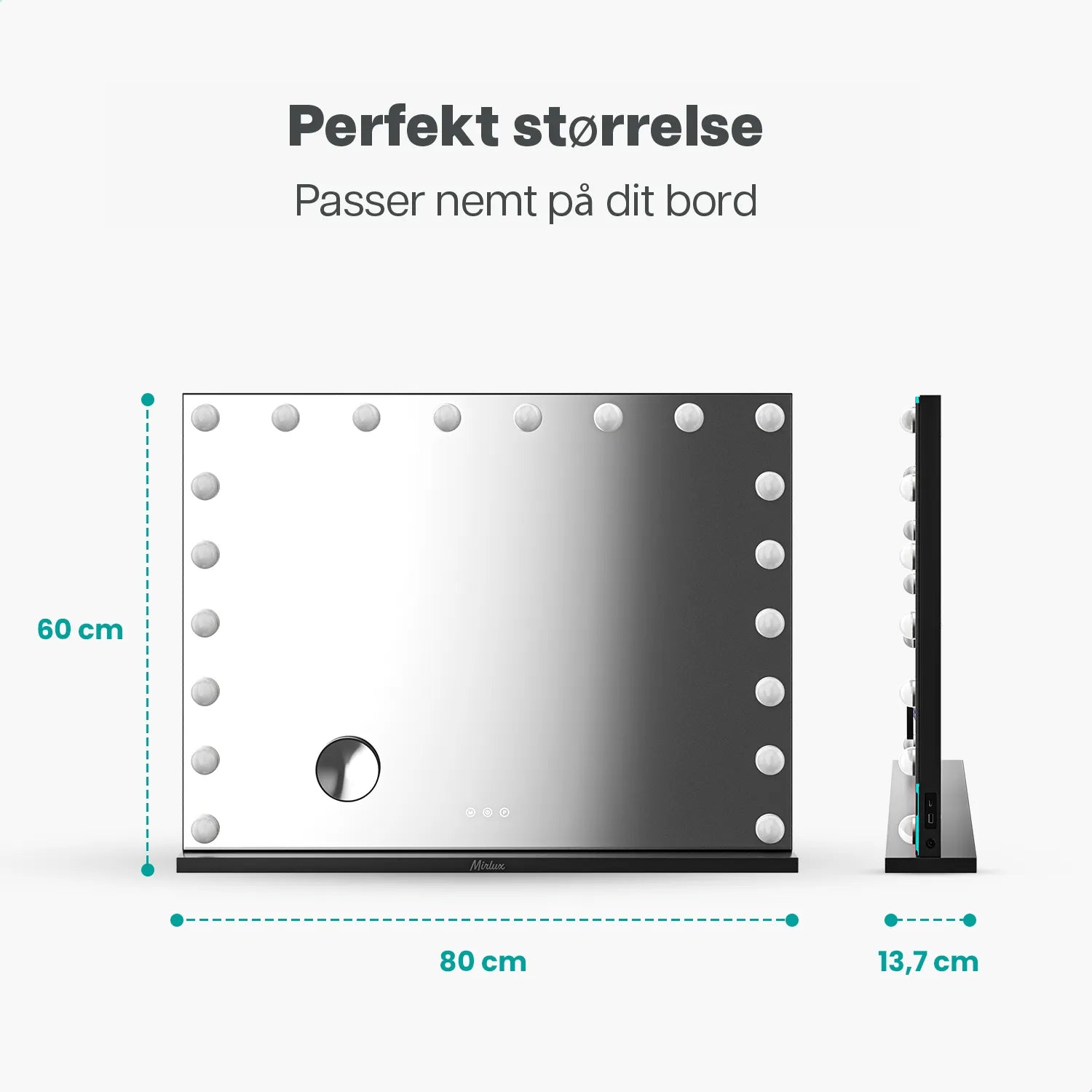 Hollywood Spejl - Bluetooth højtalere - 80x60cm - Sort