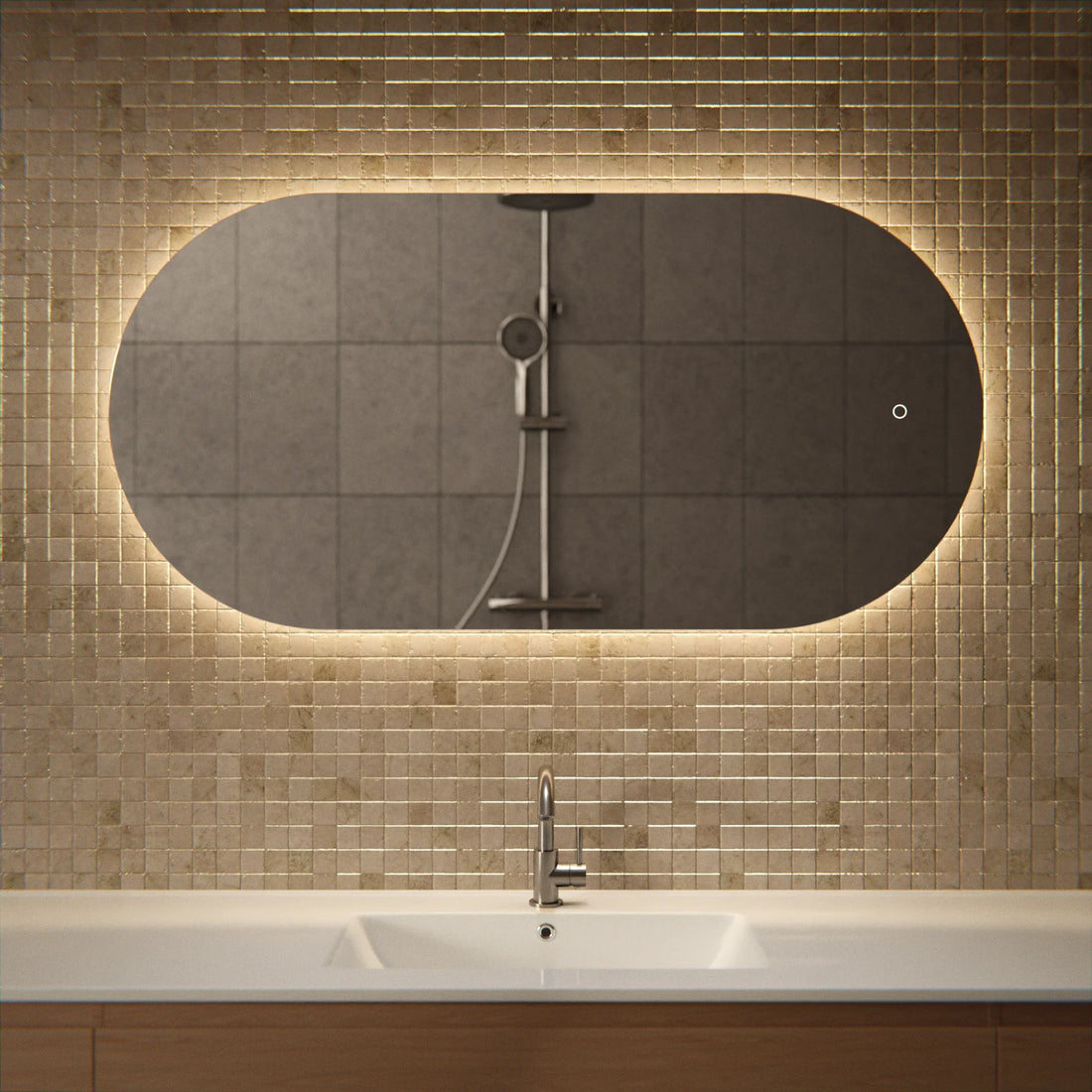 Badeværelsesspejl - 120x60cm Oval - Rammeløs