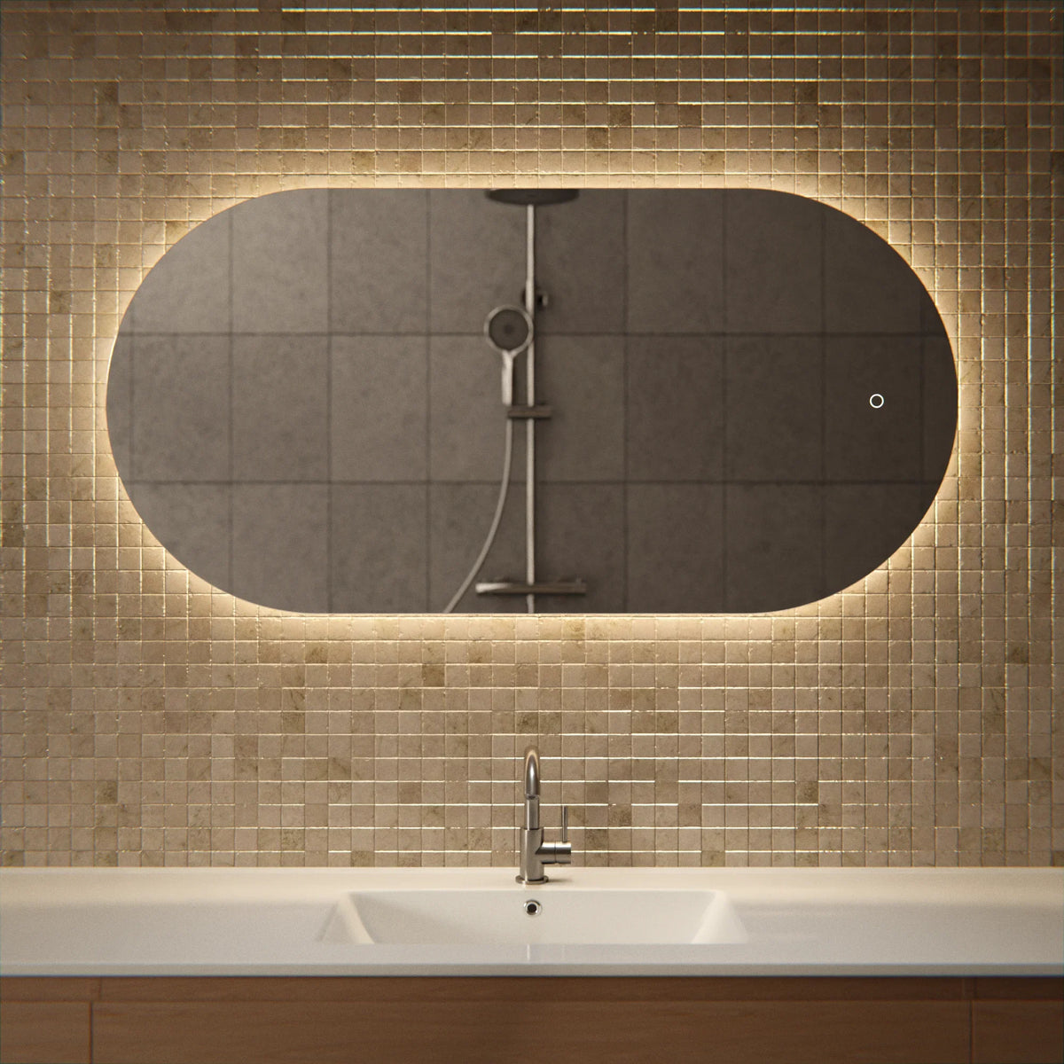 Badeværelsesspejl - 120x60cm Oval - Rammeløs