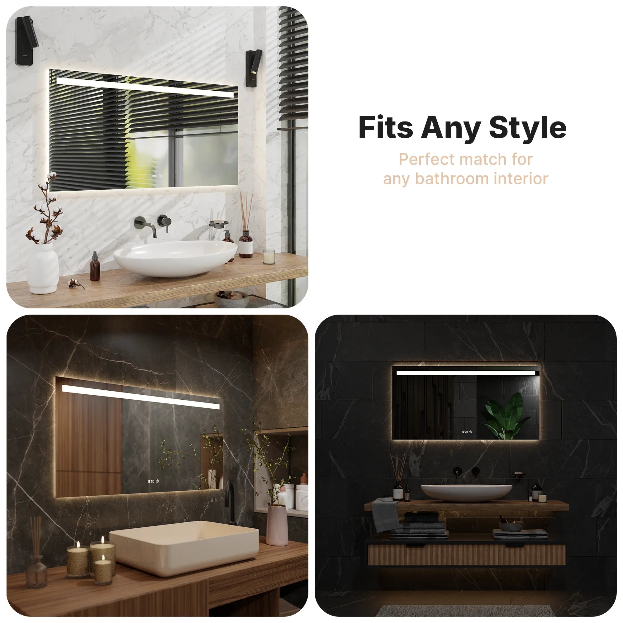 Badeværelsesspejl - Rektangel - 120x60cm - Rammeløs