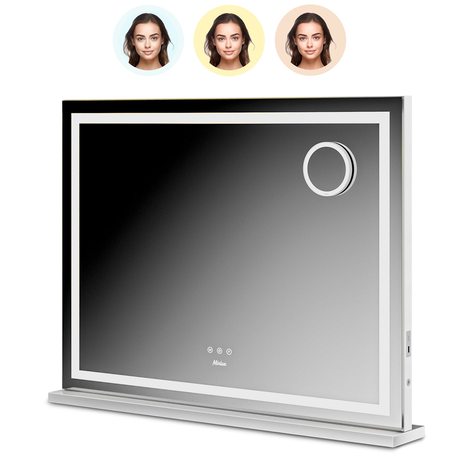 Hollywood Spiegel - Bluetooth Højttalere - 80x60cm - Hvid