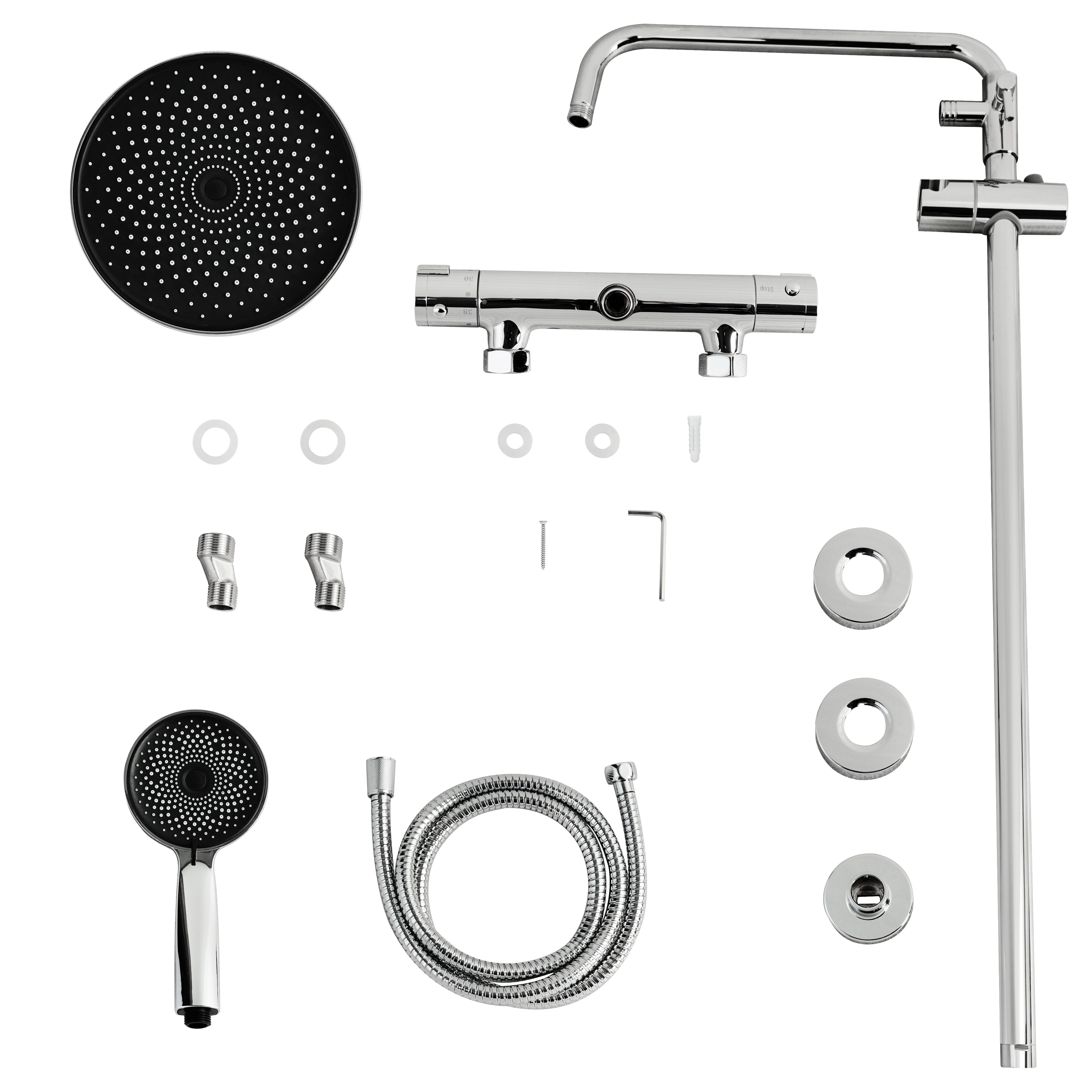 Regnbruser Luno - Krom med termostatarmatur - 22 cm - Forudbestil
