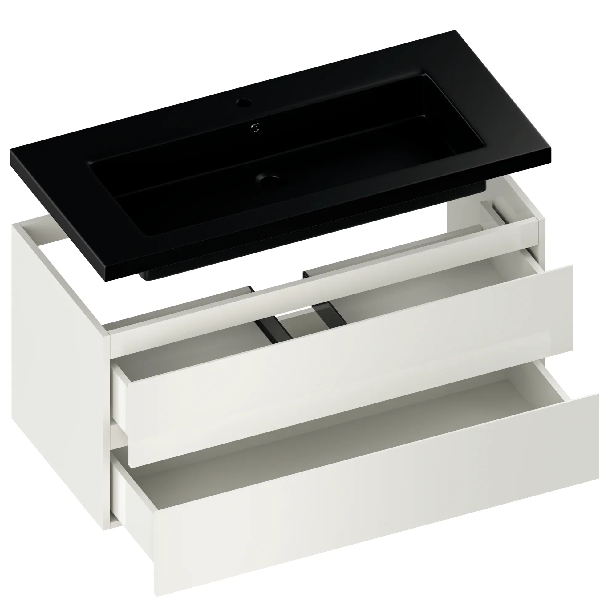 Badeværelsesmøbel Sena - 100cm - Hvid - Vask sort