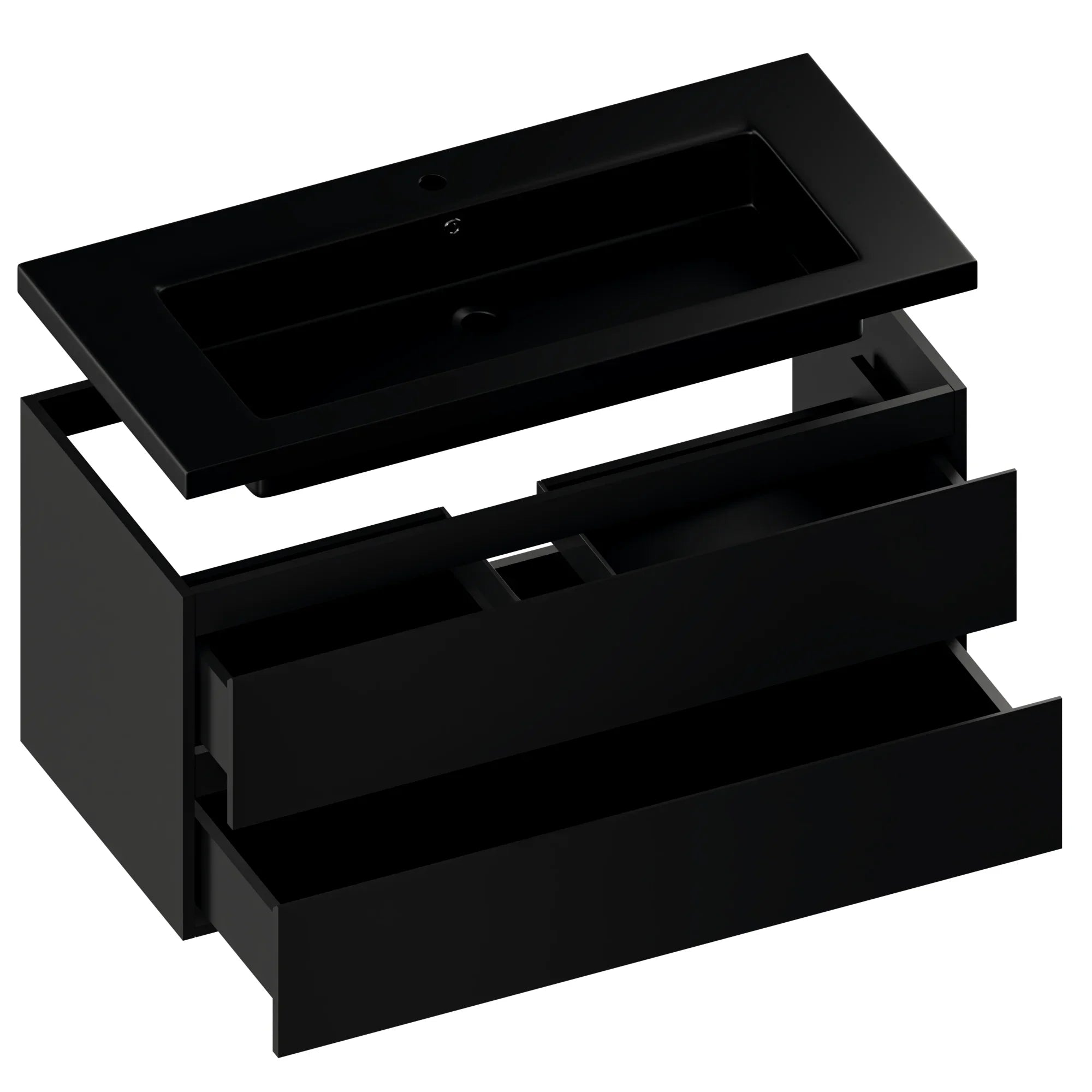 Badeværelsesmøbel Sena - 100cm - Mat sort - Vask sort