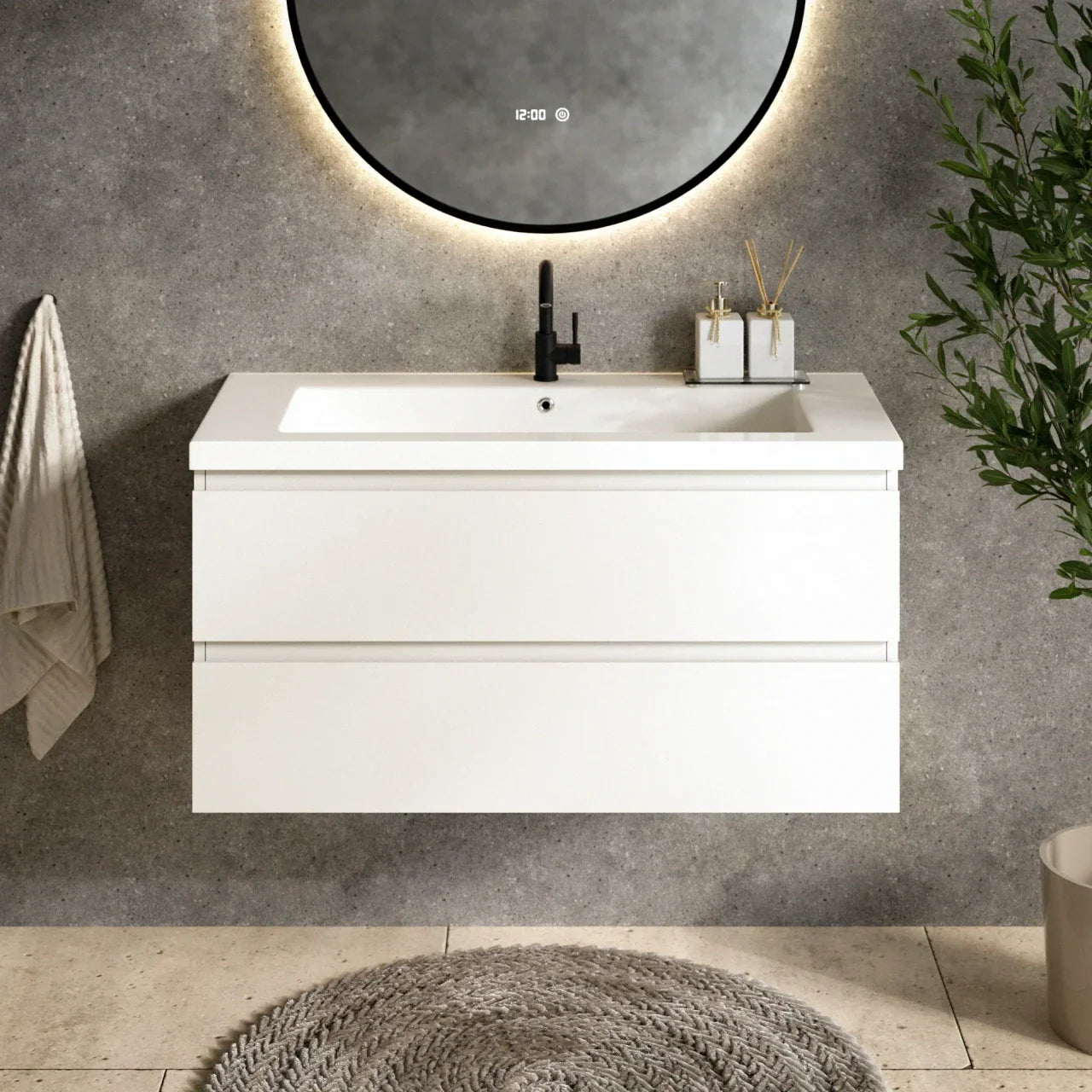 Badeværelsesmøbel Sena - 100cm - Hvid - Vask hvid