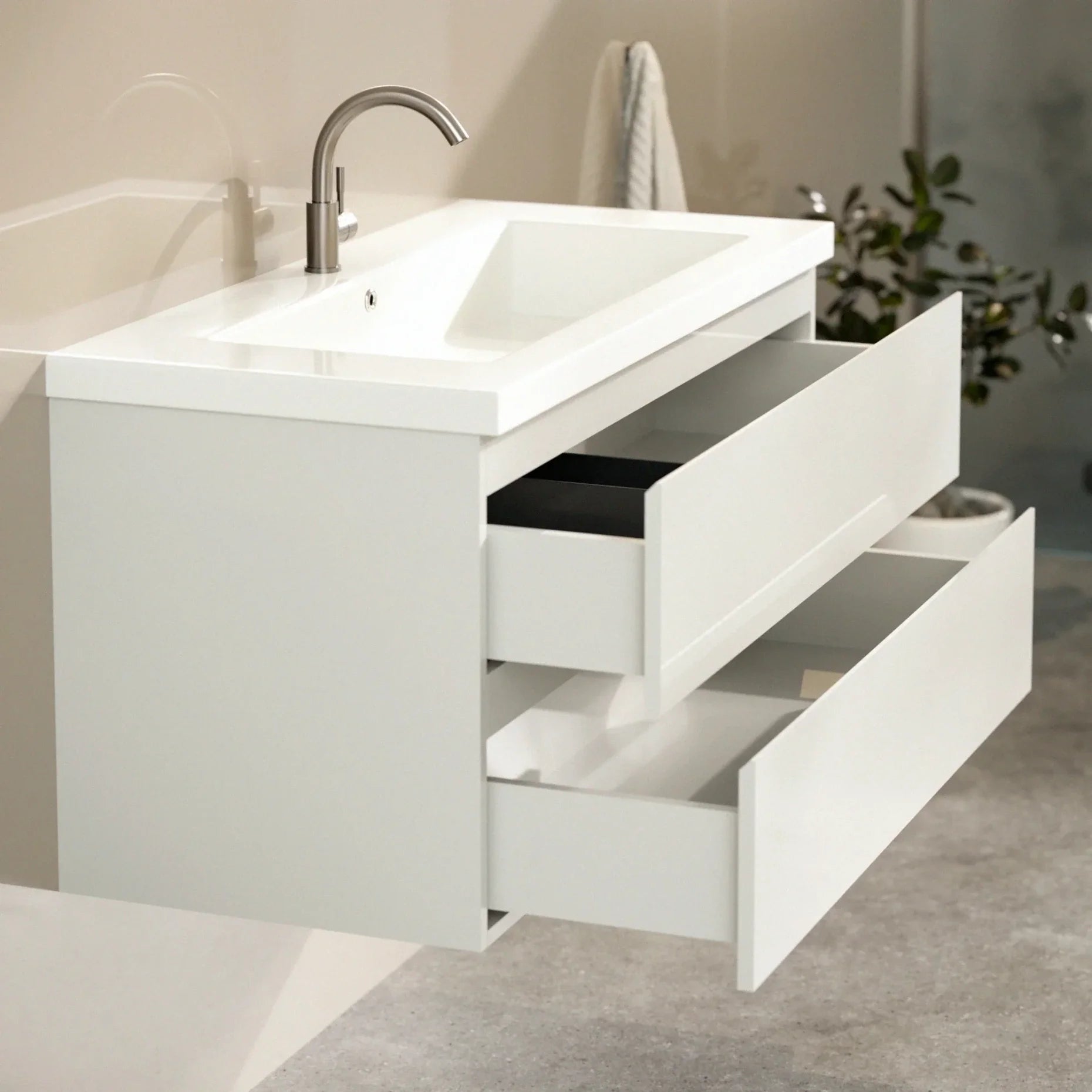 Badeværelsesmøbel Sena - 100cm - Hvid - Vask hvid