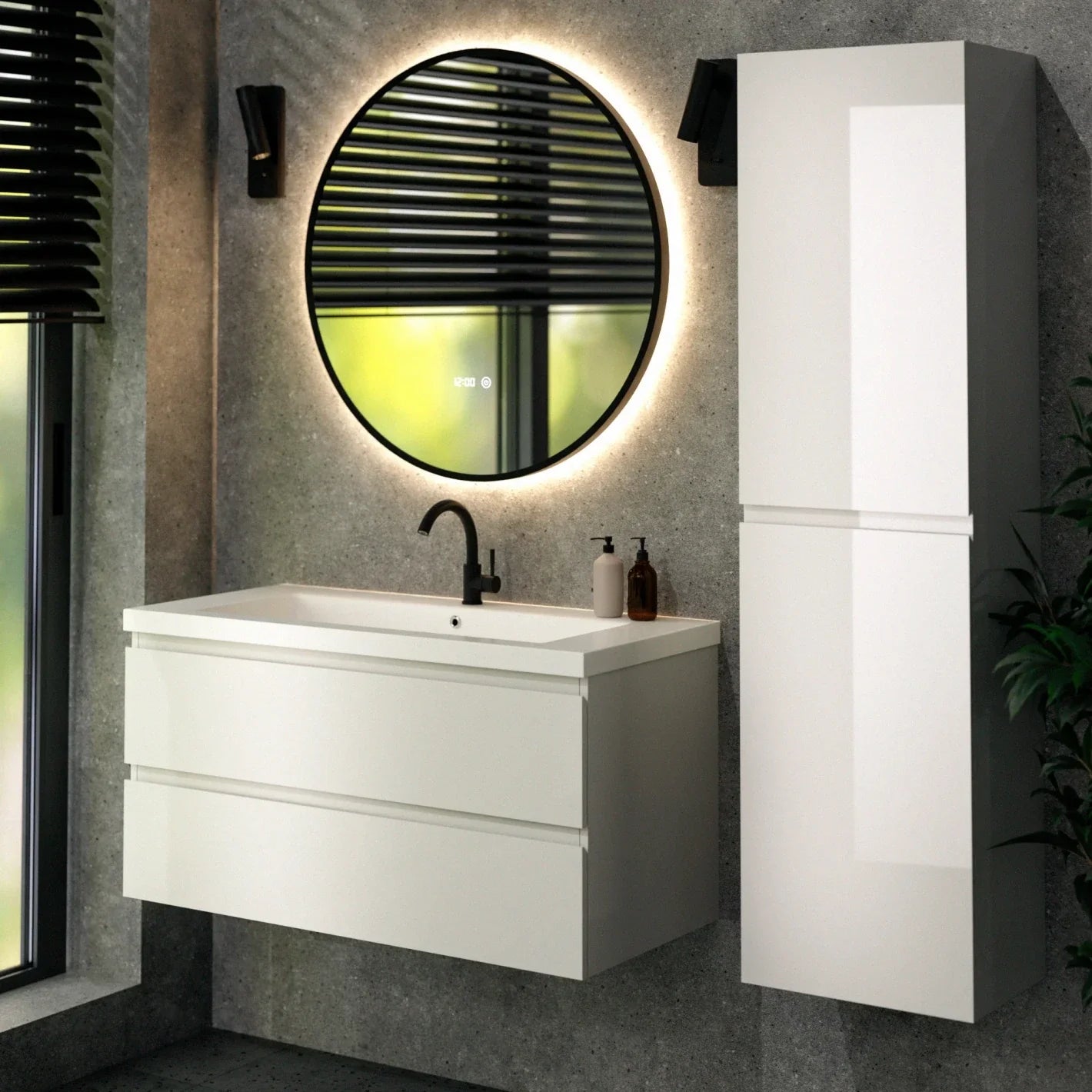 Badeværelsesmøbel Sena - 100cm - Hvid - Vask hvid