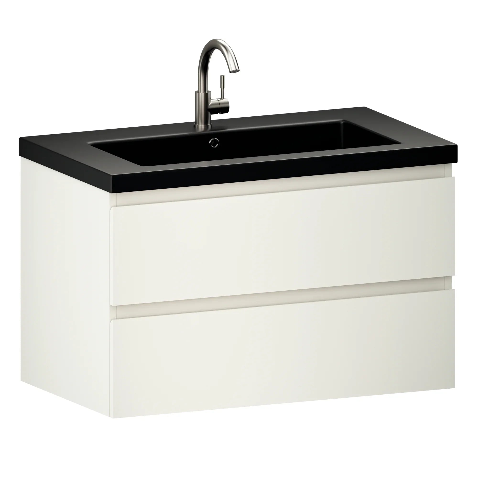 Badeværelsesmøbel Sova - 80cm - Hvid - Sort Vask
