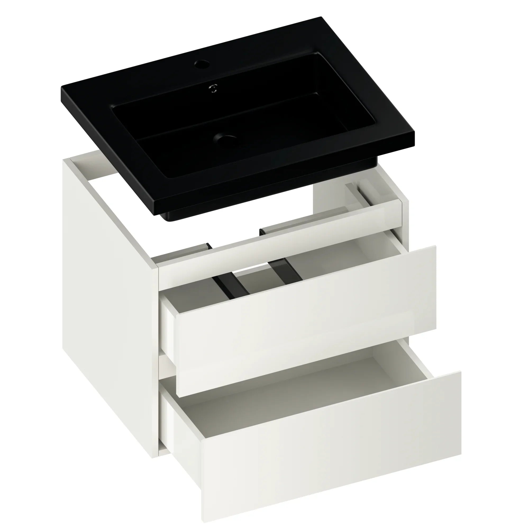 Badeværelsesmøbel Karo - 60cm - Hvid - Vask sort - Forudbestil