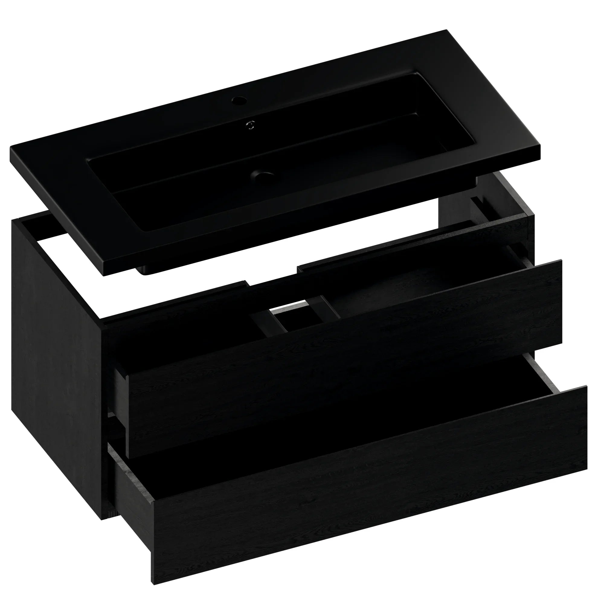 Badeværelsesmøbel Sena - 100cm - Sort eg - Vask sort - Forudbestil