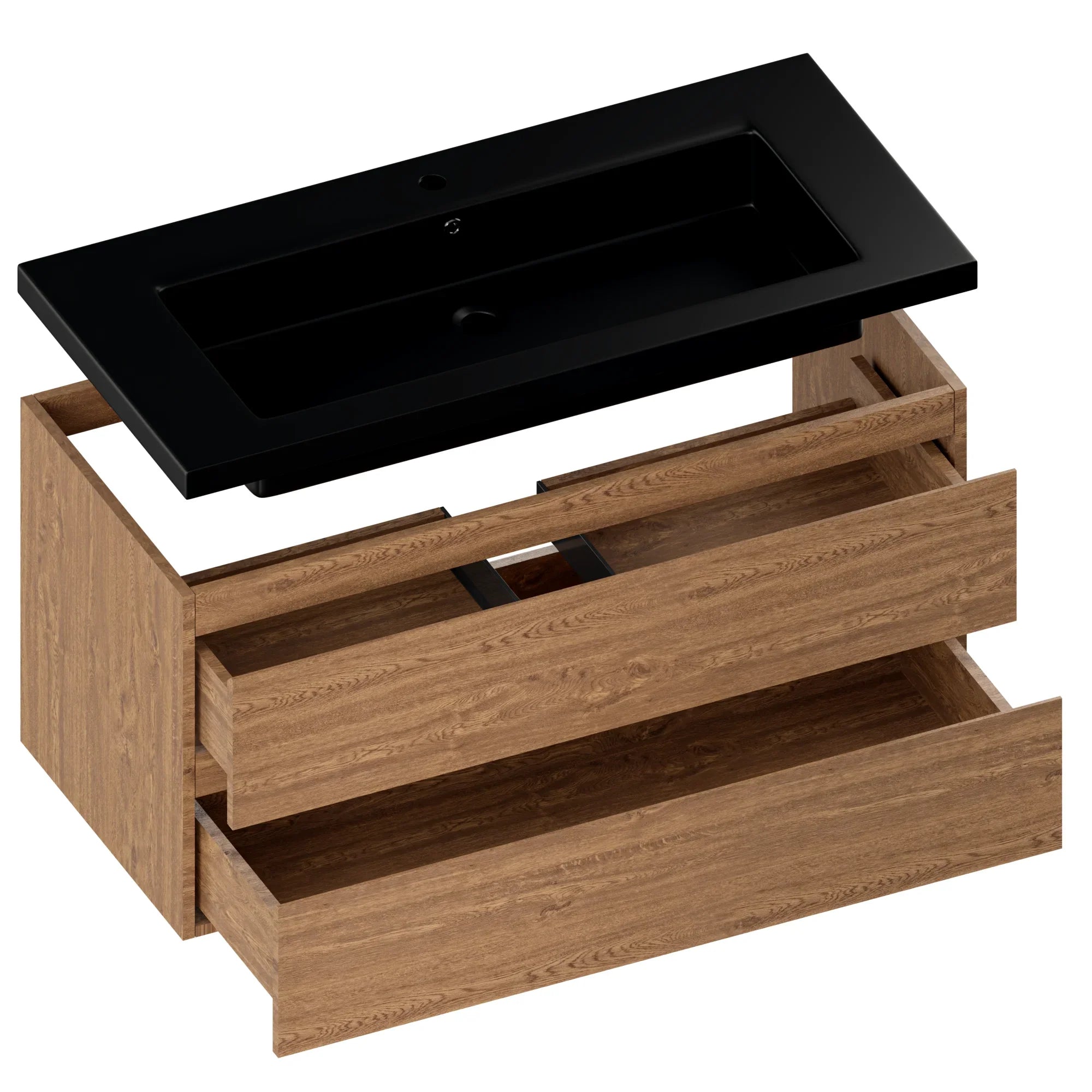Badeværelsesmøbel Sena - 100cm - Varm eg - Vask sort